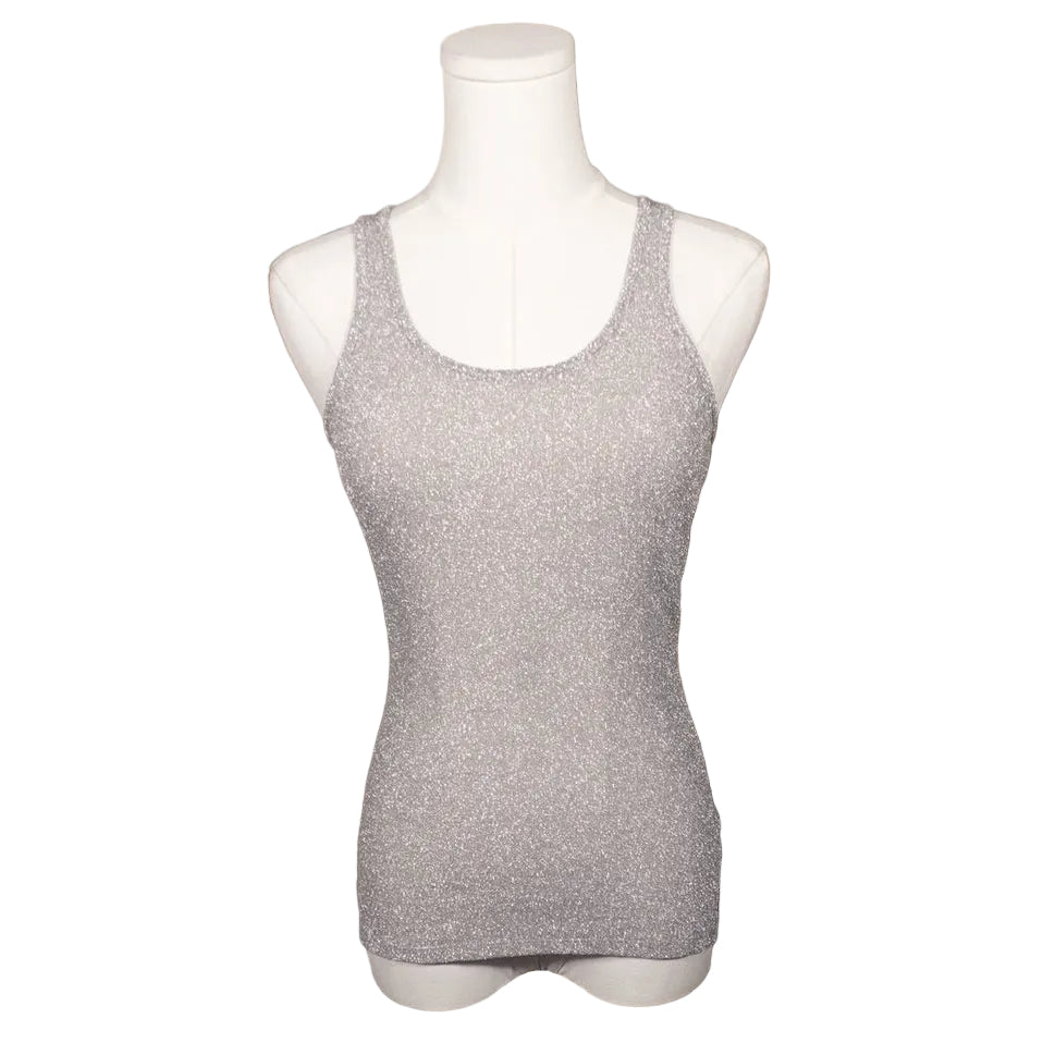 Sliver Metallic Shimmer Racerback Tank -XS