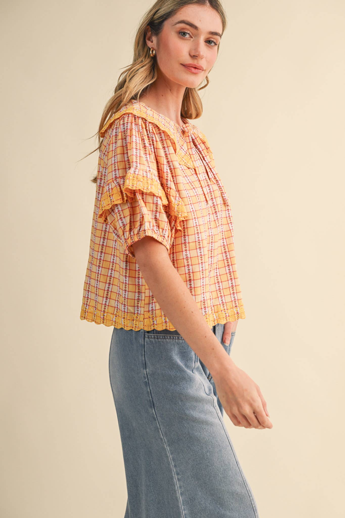 Honey Harvest Plaid Top
