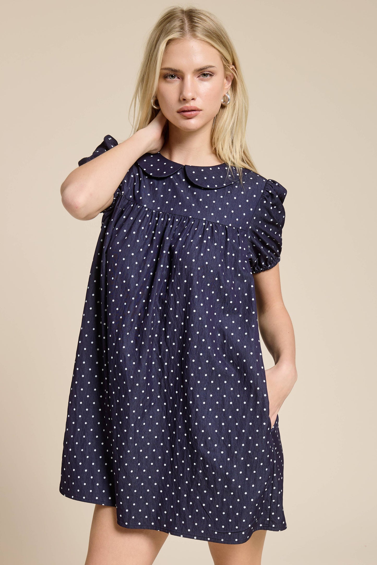 Polka Dot Babydoll Mini Dress