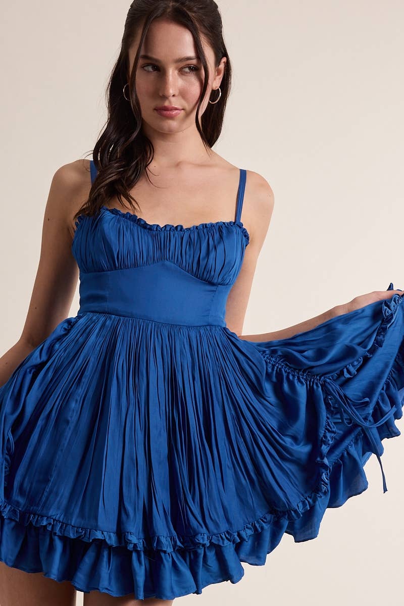 Persian Blue Ruffle Mini Dress