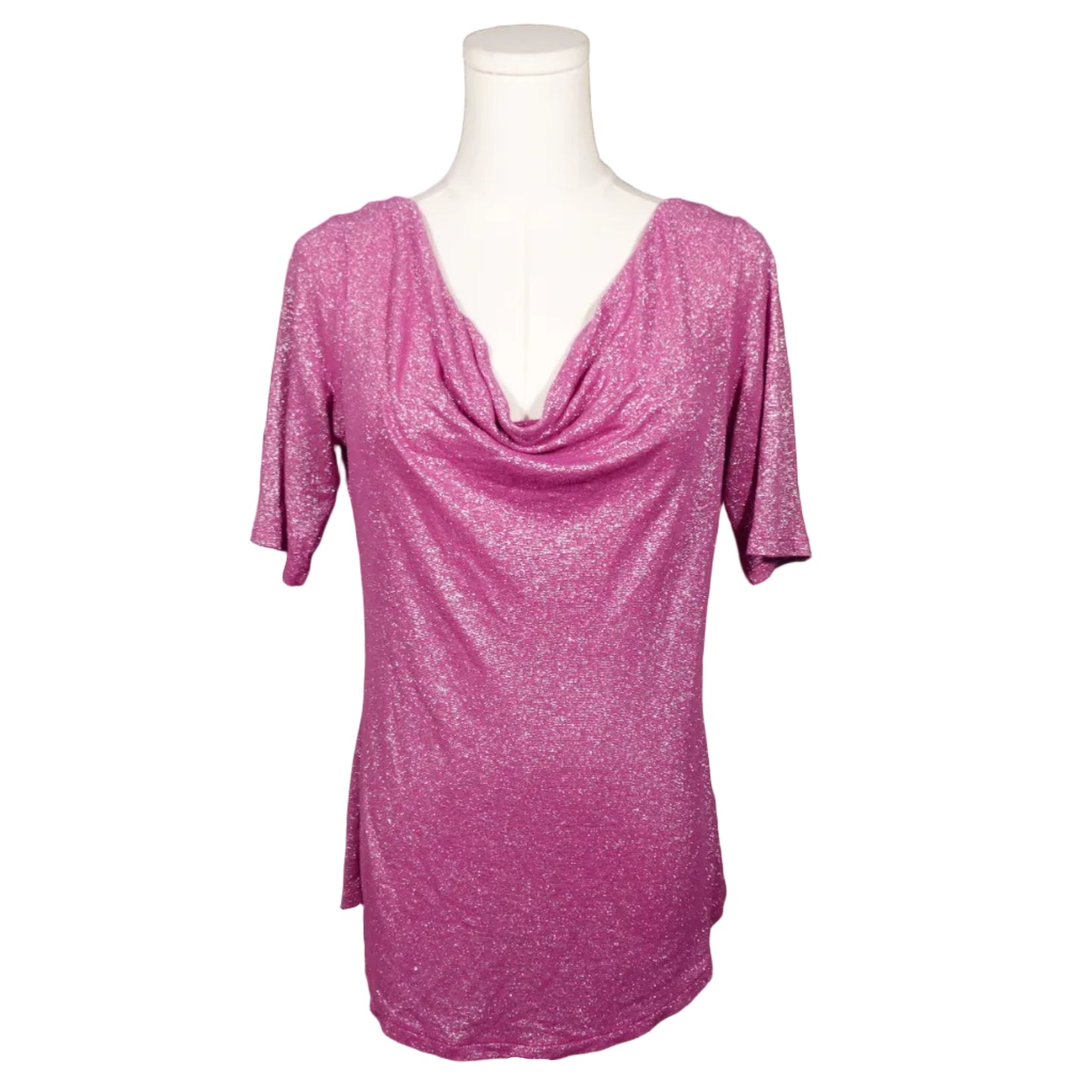 The Pink Glimmer Drape Top-M