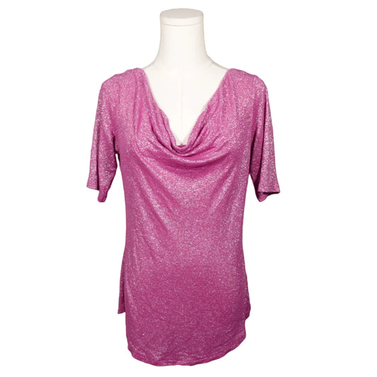 The Pink Glimmer Drape Top-M