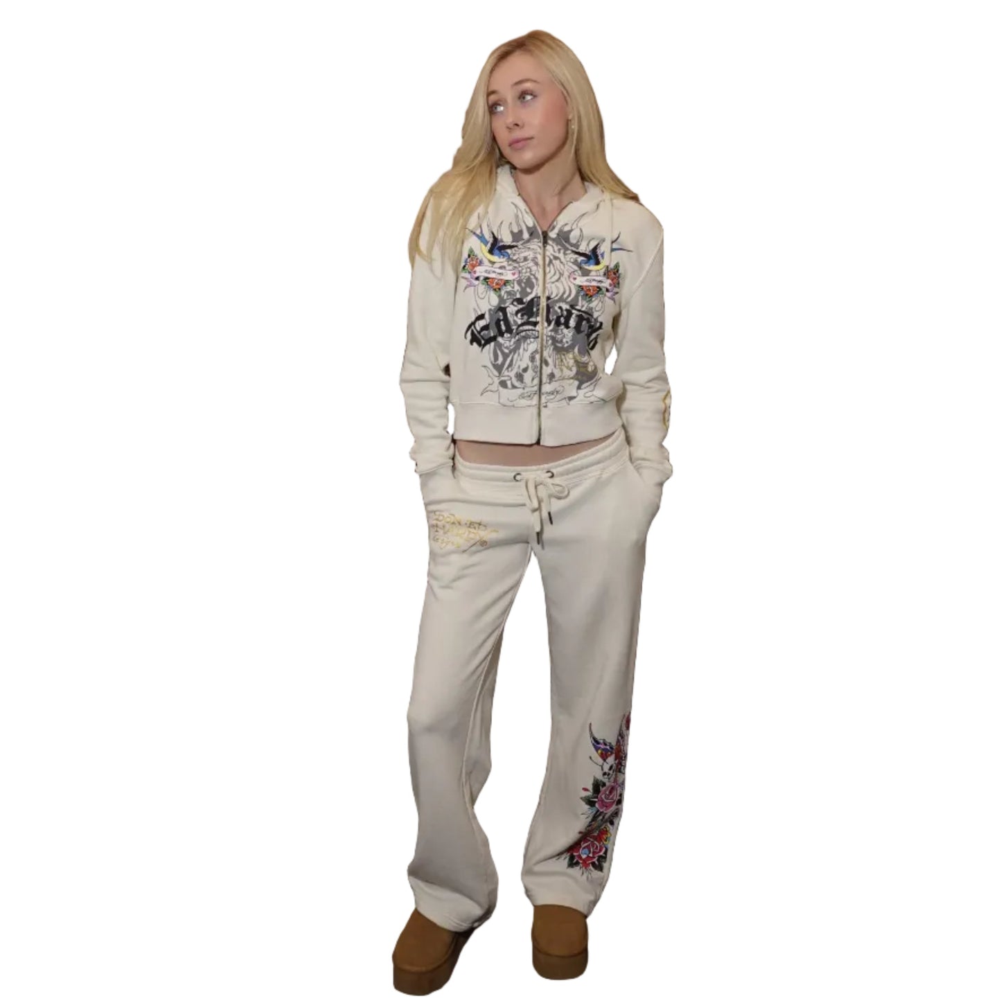 Ed Hardy Off-White Sweat Set
