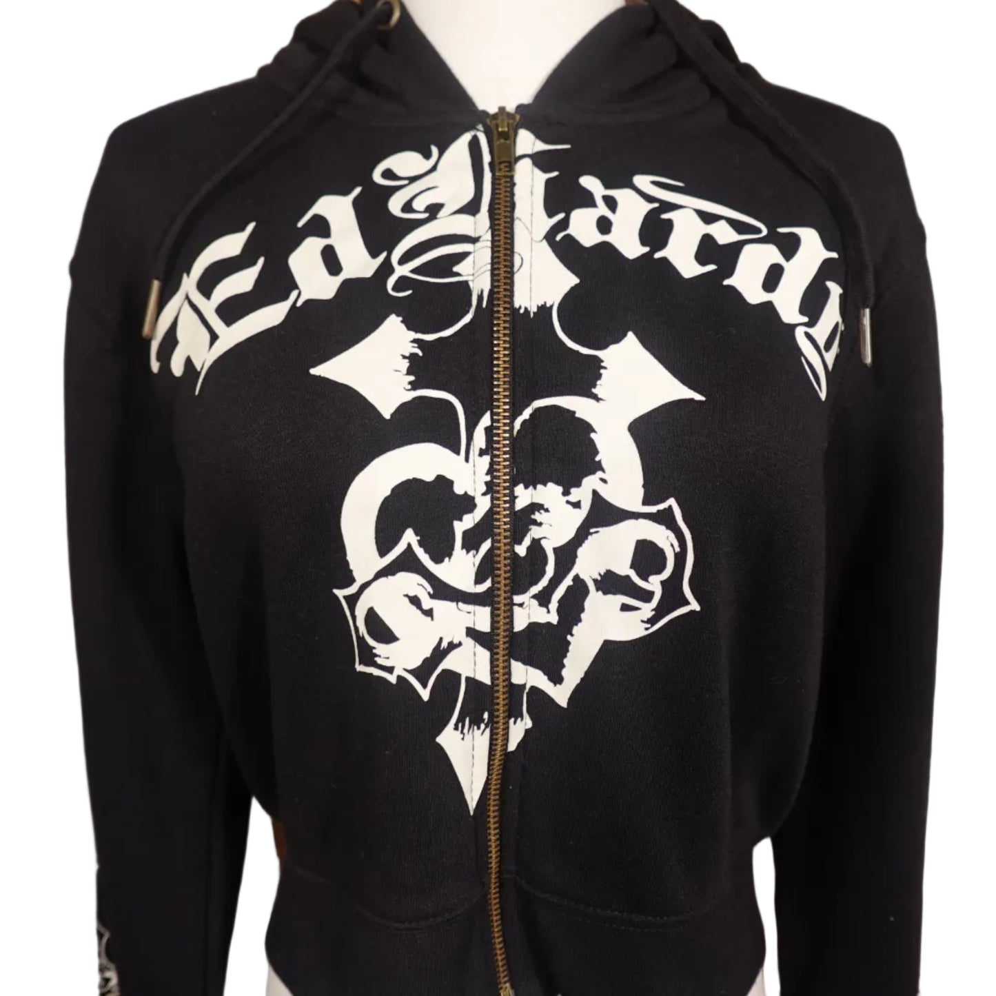 Ed Hardy Crosses Women's Zip Front Black Jacket-XL