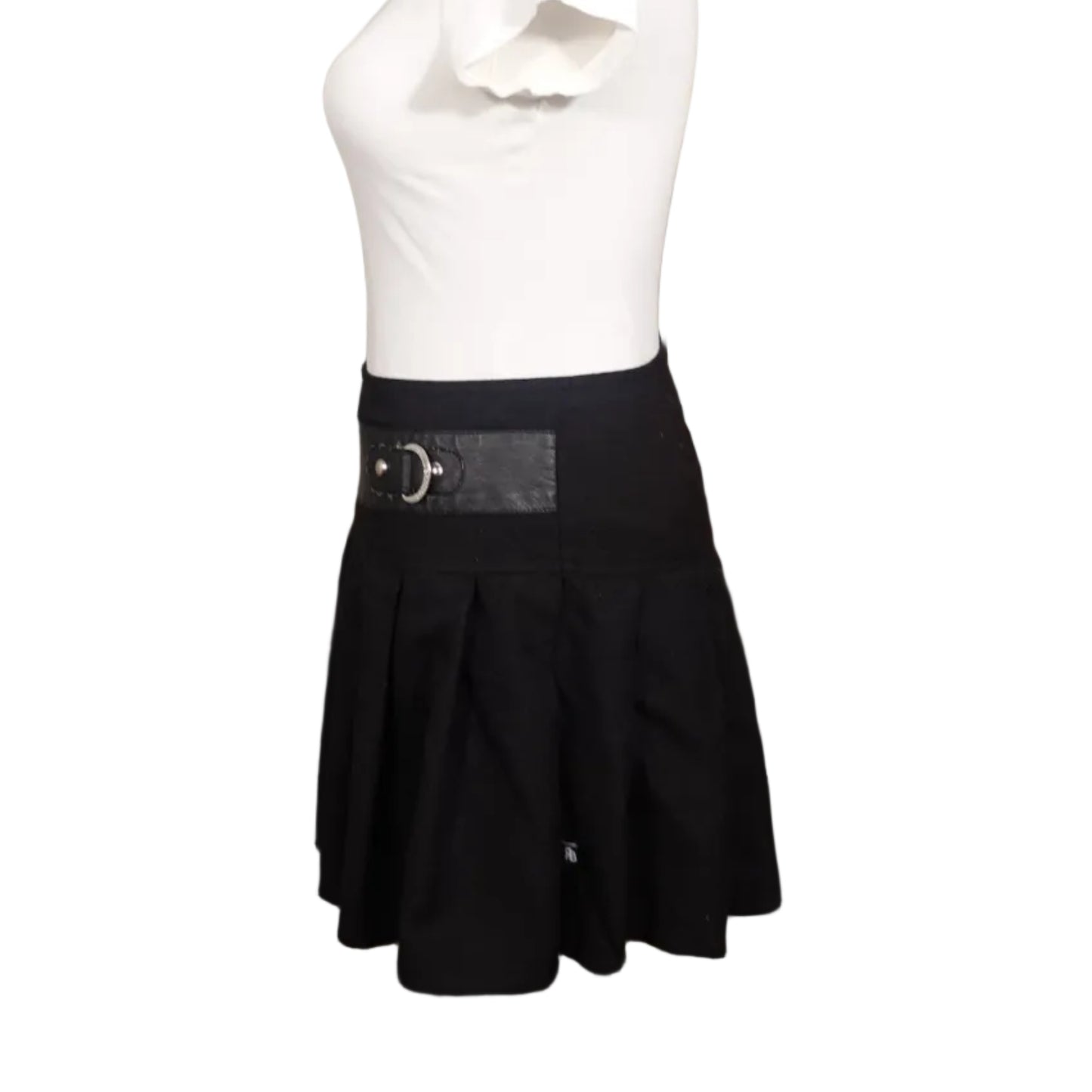 Royal Bones Black Pleated Mini Skirt – S