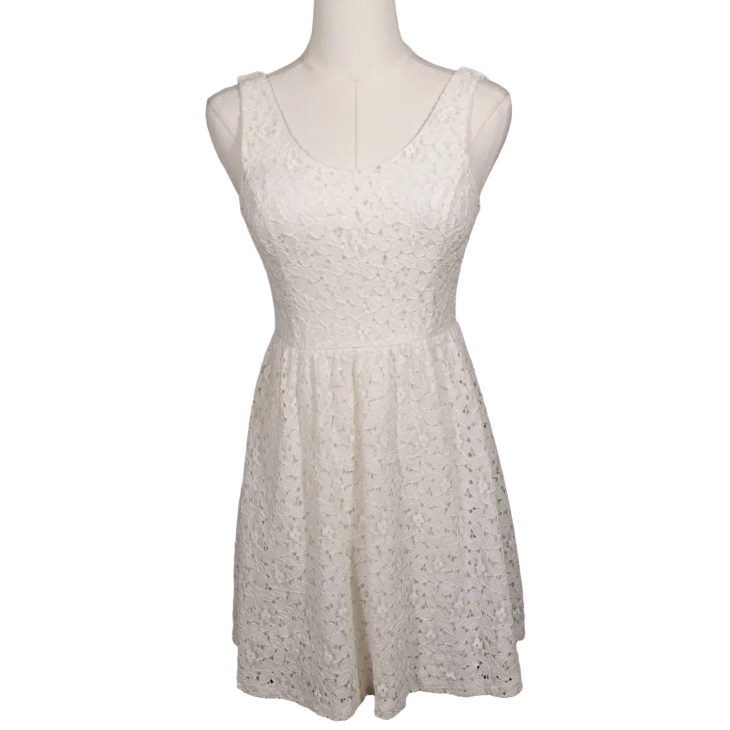 Ivory Lace Fit & Flare Mini Dress-S
