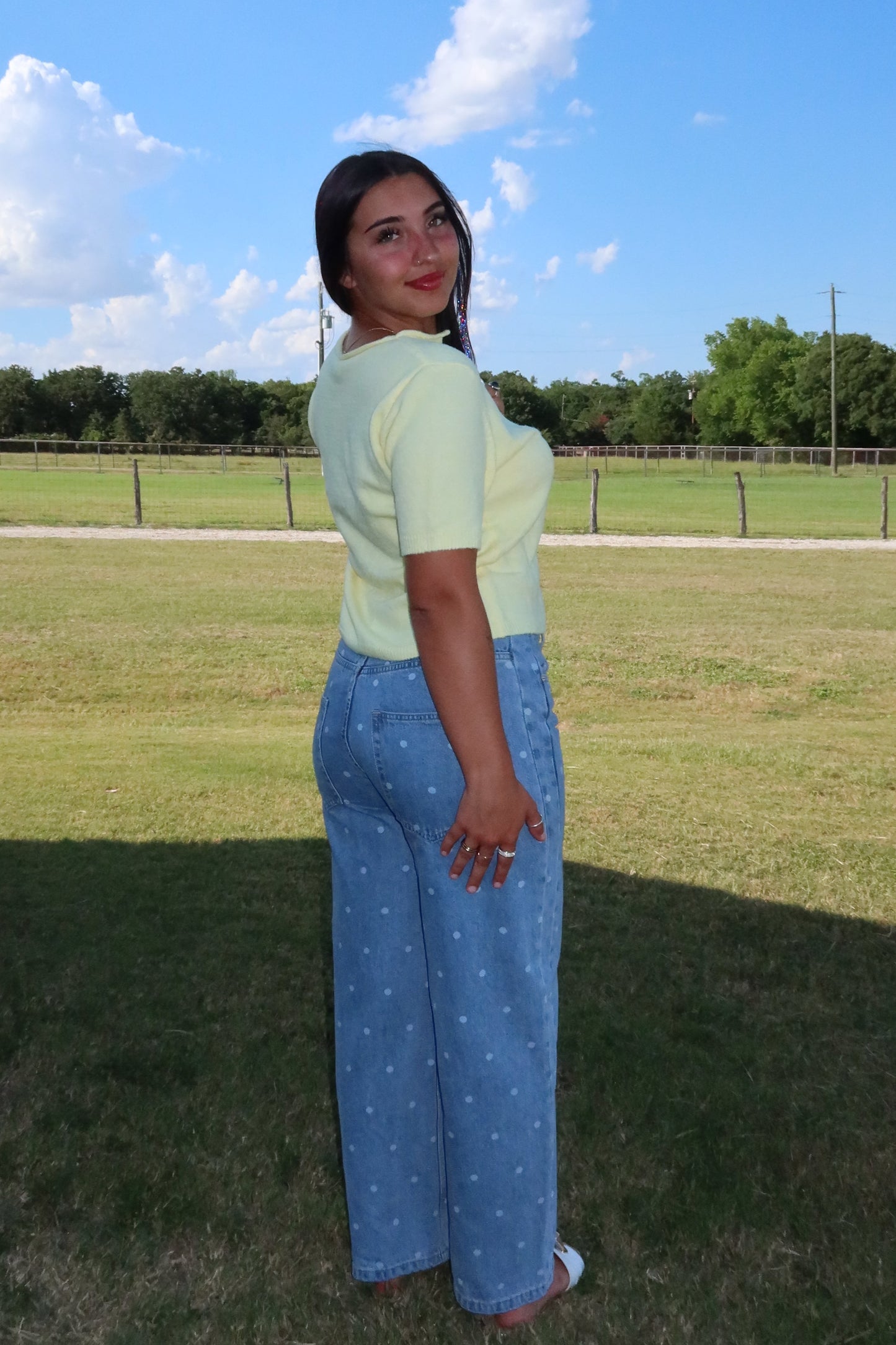 Polka Dot Straight Leg Jeans