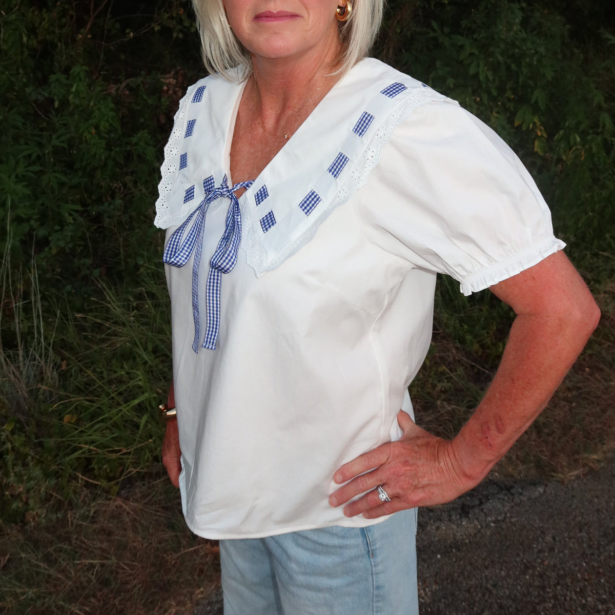 Miriam Gingham Sailor Top