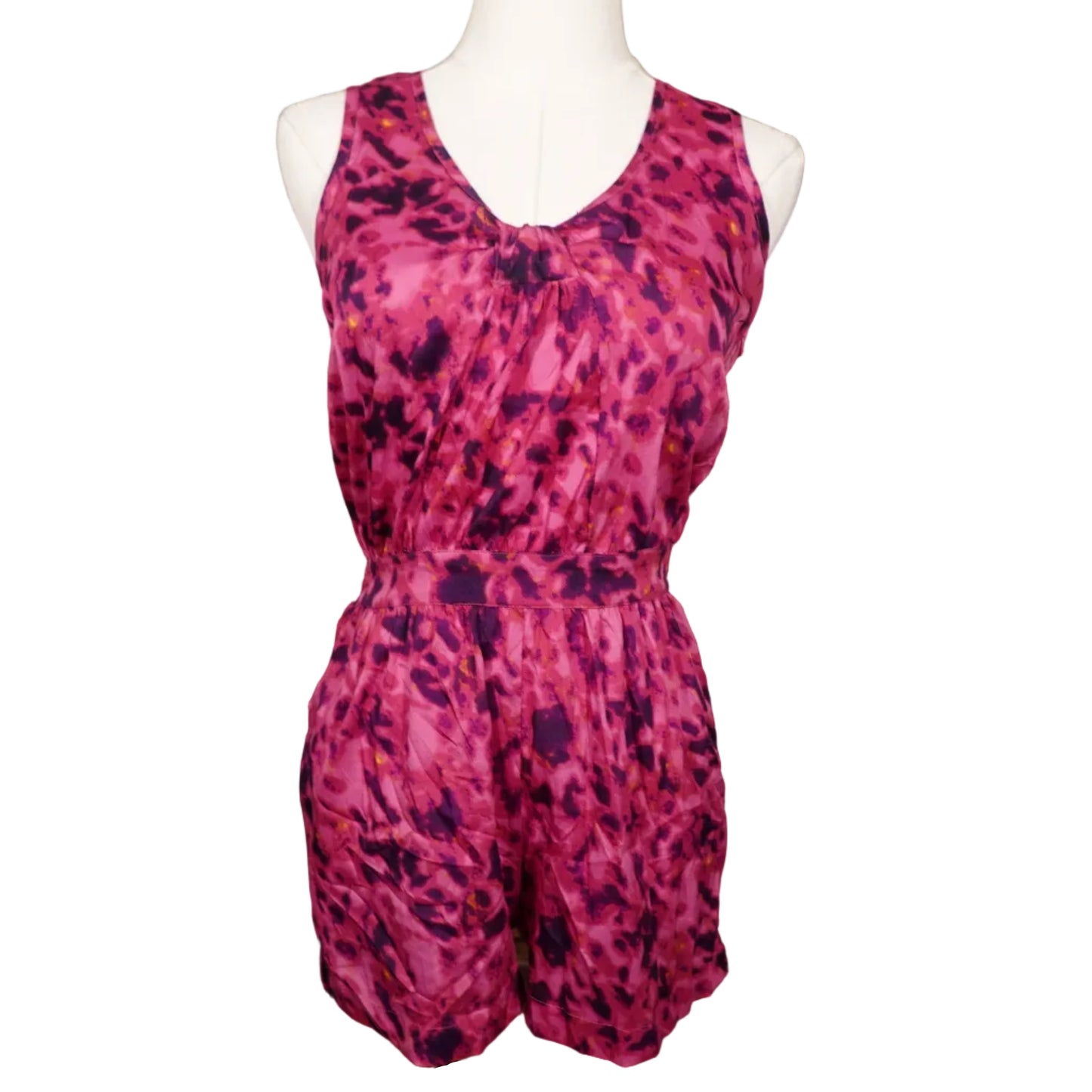 Pink Splash Open-Back Romper-M