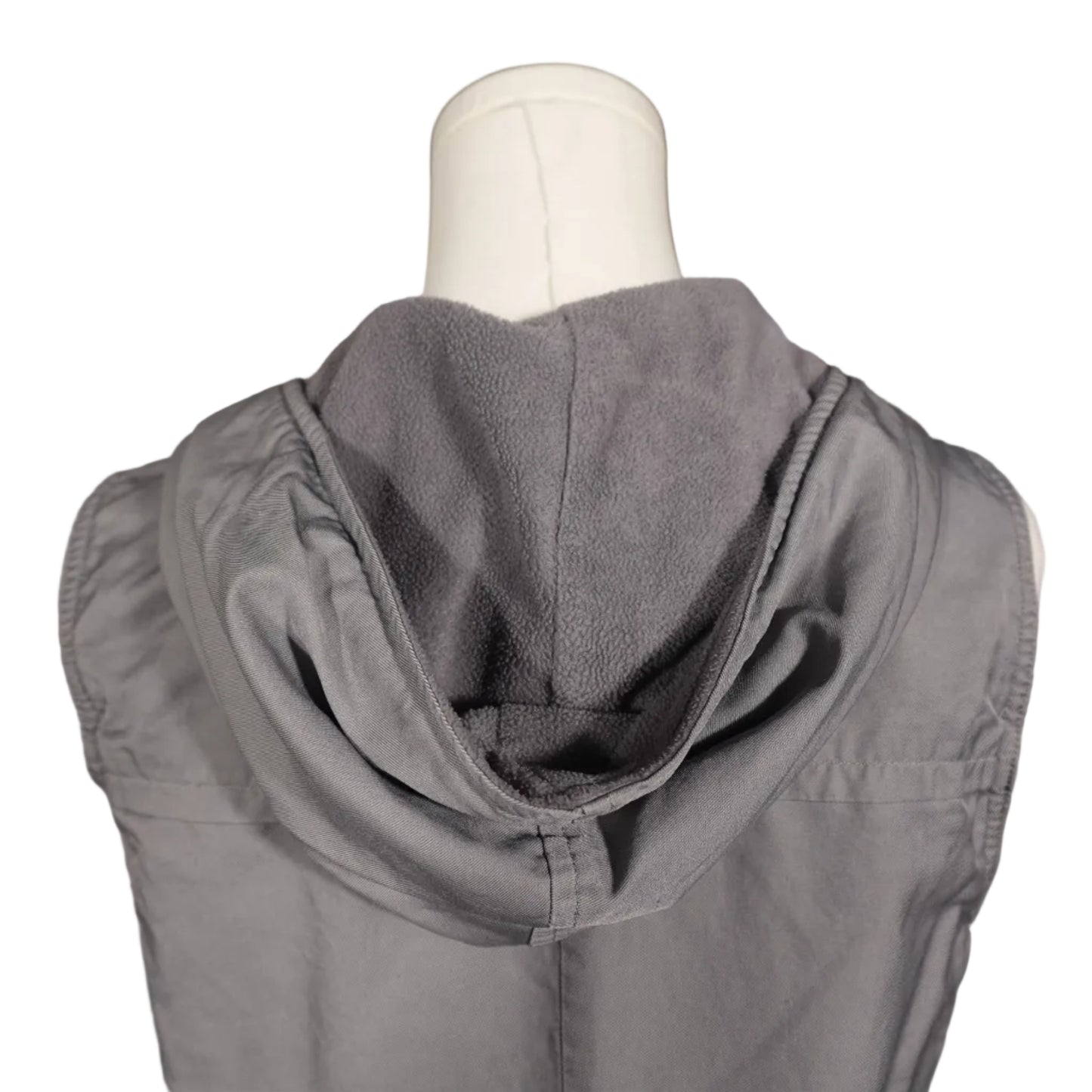 Esprit Vintage Gray Hooded Fleece Vest-S