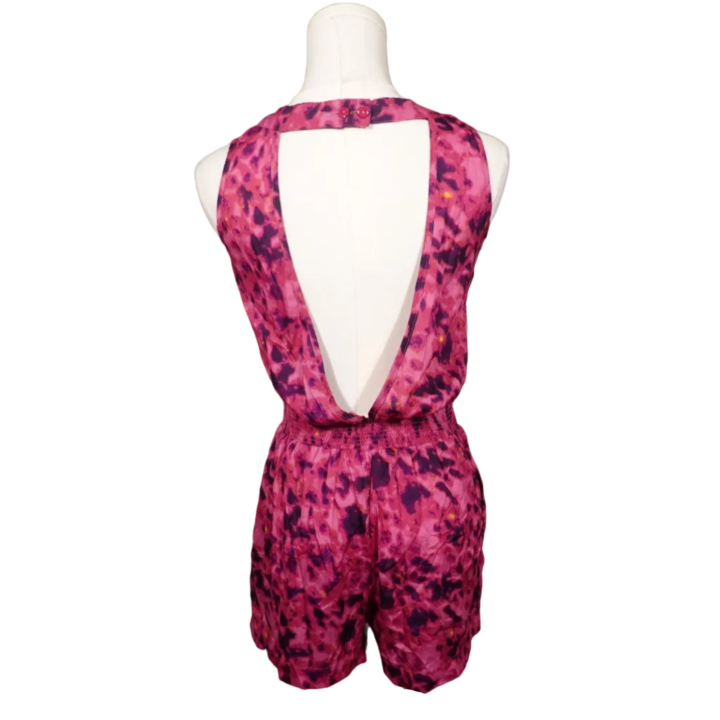 Pink Splash Open-Back Romper-M