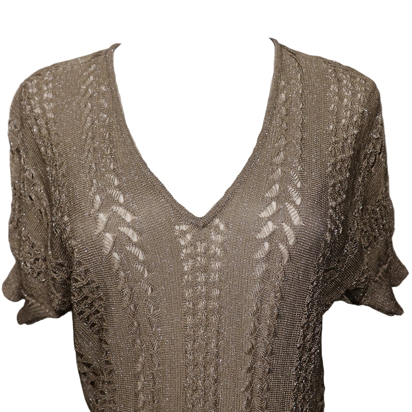 The Limited Metallic Open Knit Tunic Sweater-M