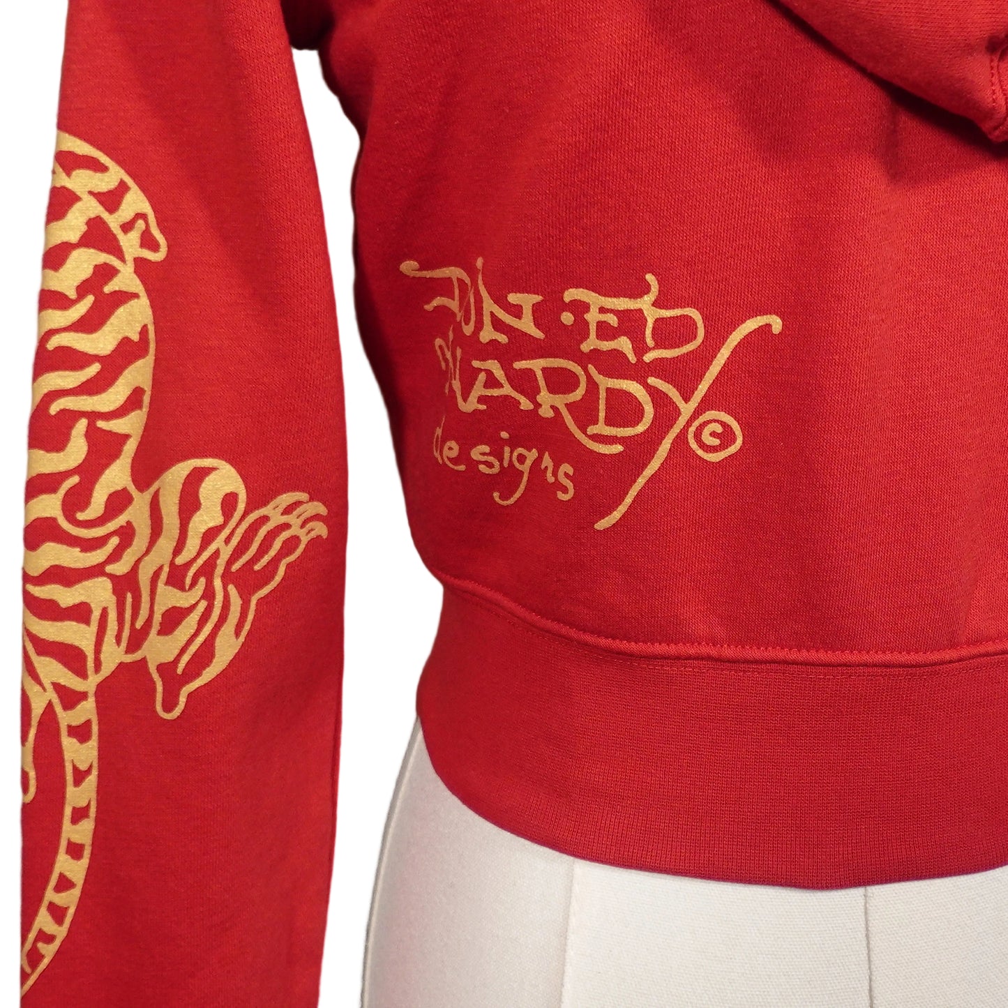 Ed Hardy Tiger and Rose Crop Red Jacket-S