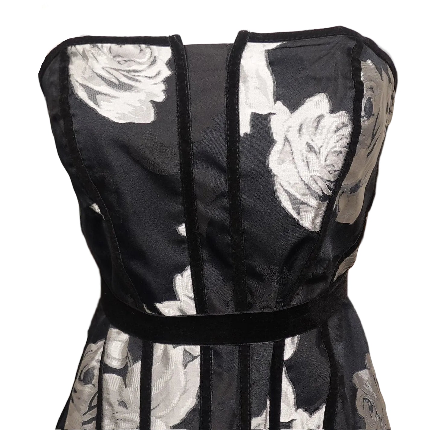 White House Black Market Silver Bloom Corset Top (4)