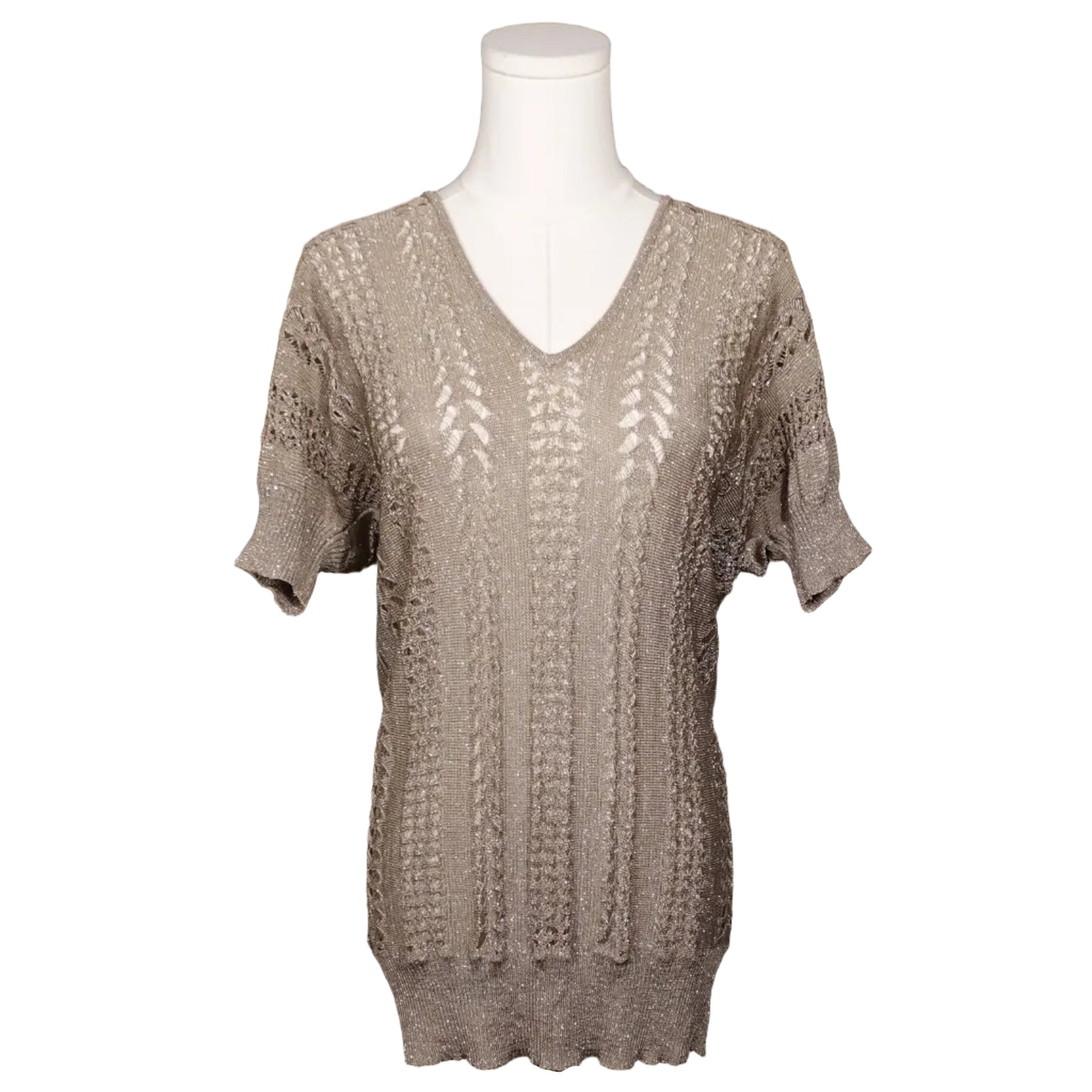 The Limited Metallic Open Knit Tunic Sweater-M