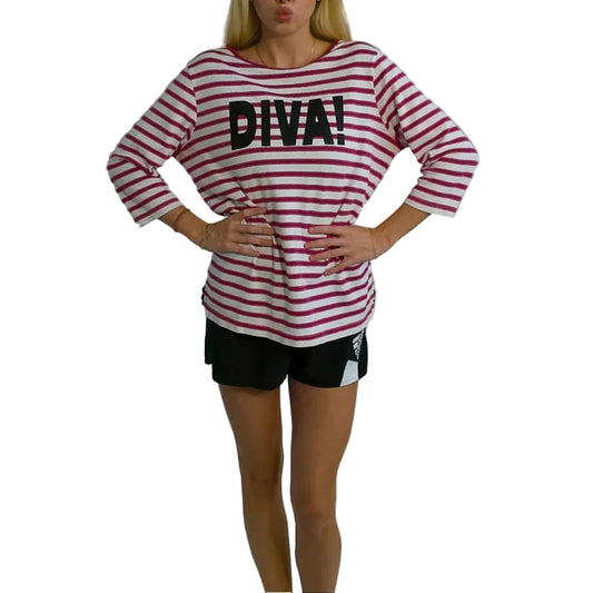 Pink and White Striped DIVA! Tee