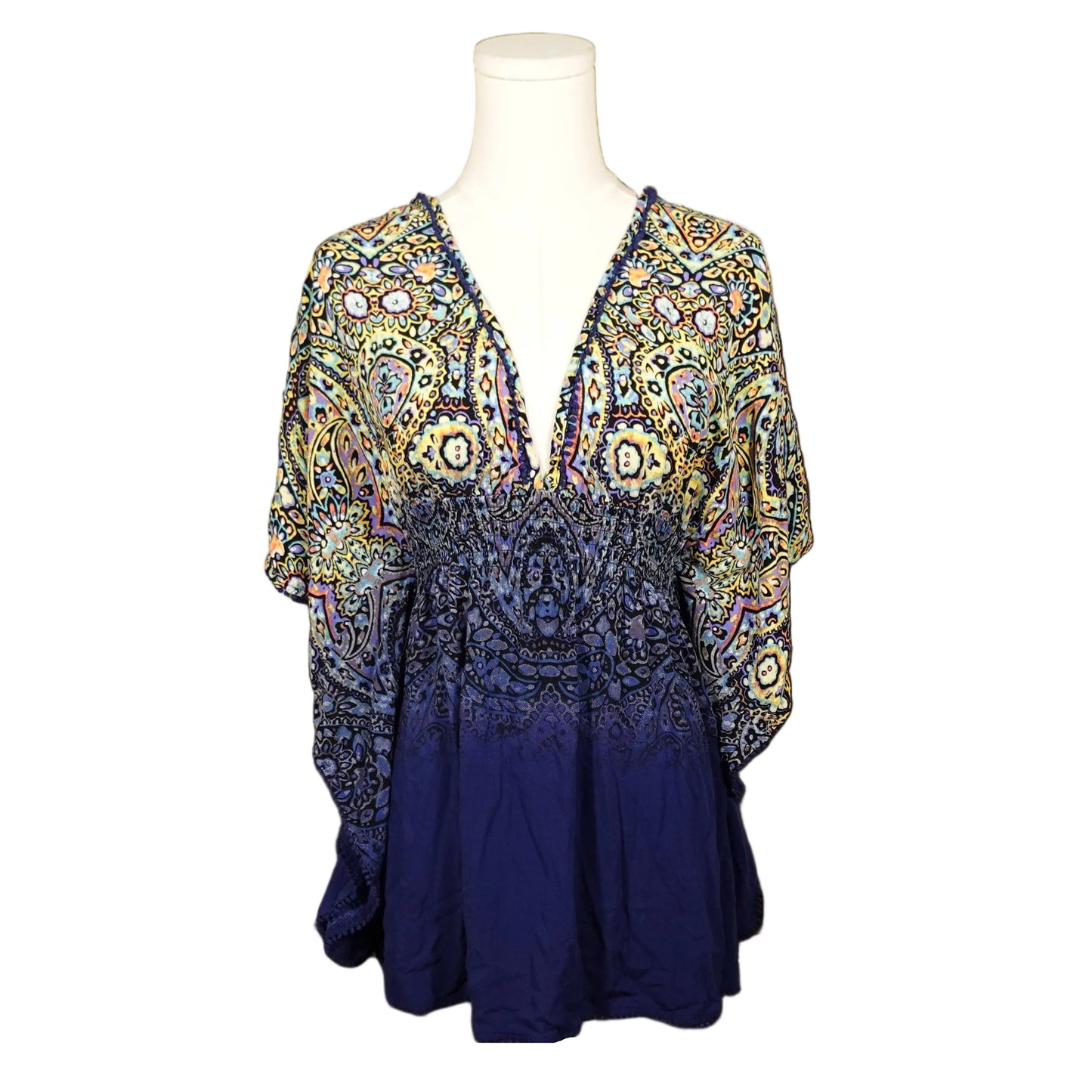 Open-Back Paisley Tunic Top (M)