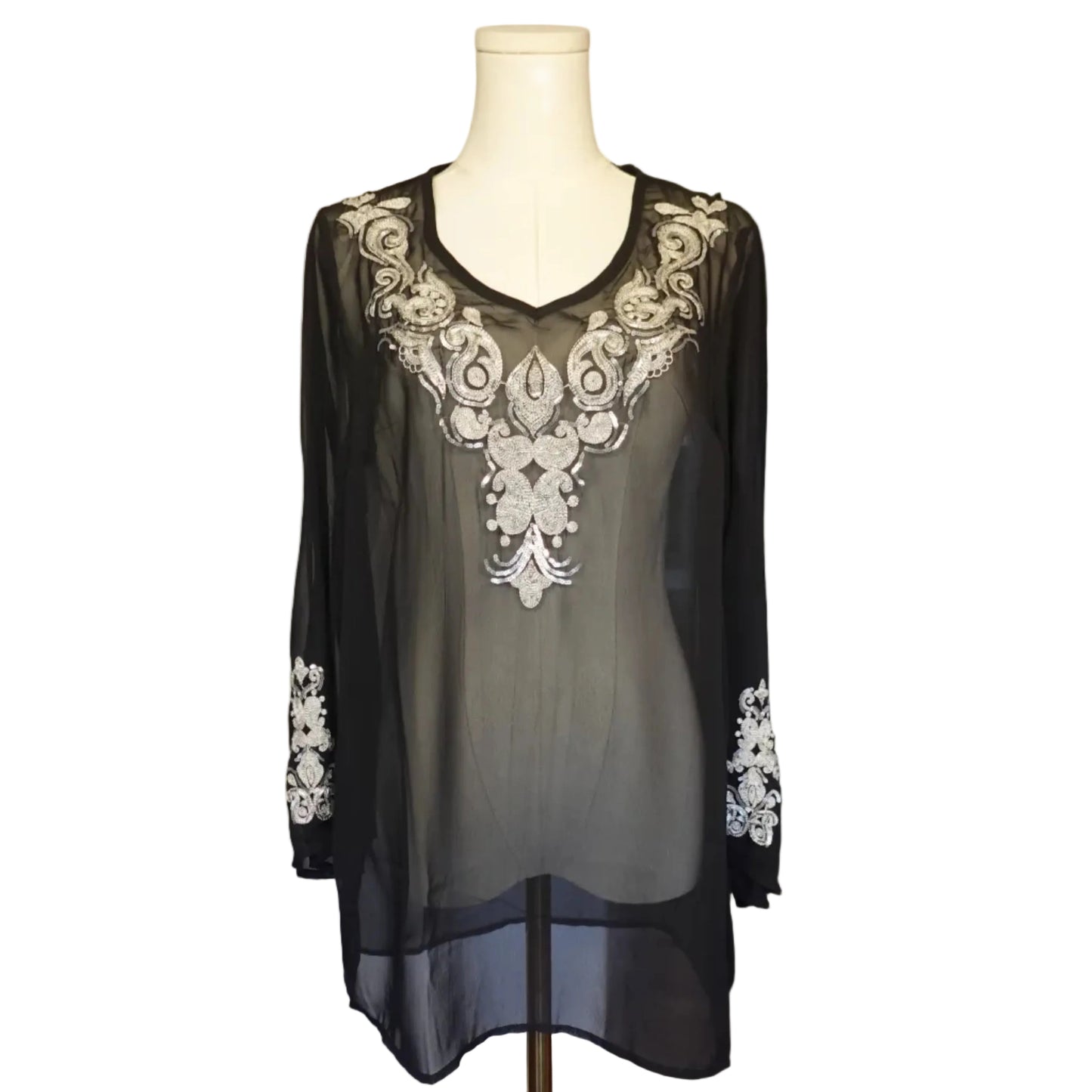 Anthony Embellished Sheer High-Low Tunic-6