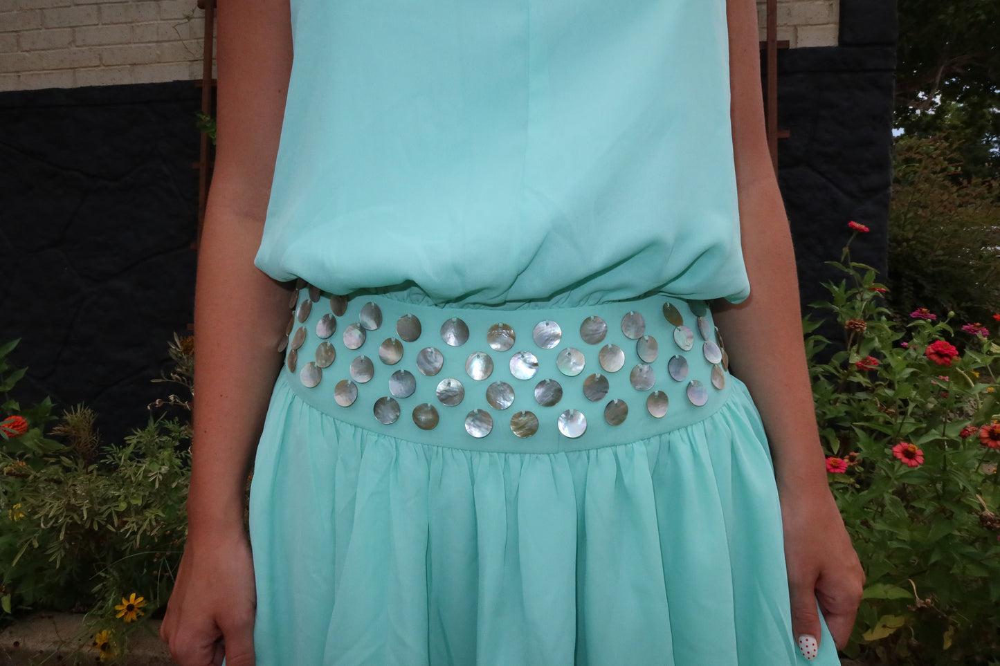 Aqua Shells Mini Dress
