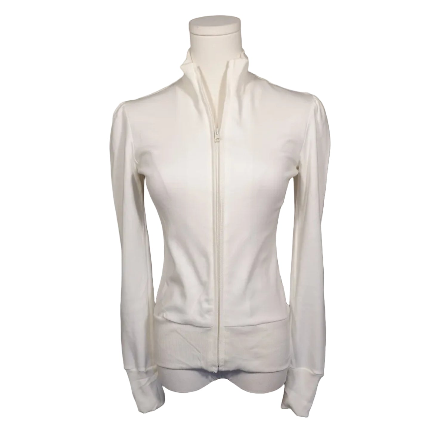 Ivory Zip-Up Fitted Jacket (M)