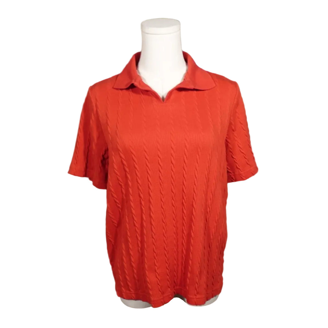 Cherry Red Blair Knit Polo Top-S