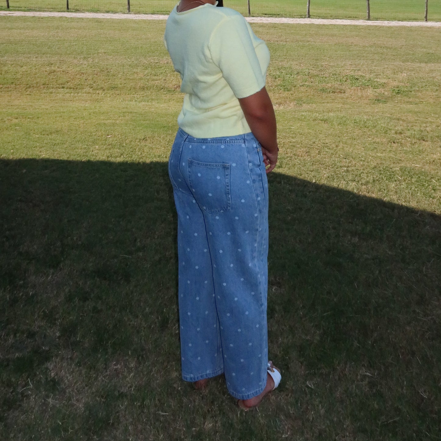 Polka Dot Straight Leg Jeans
