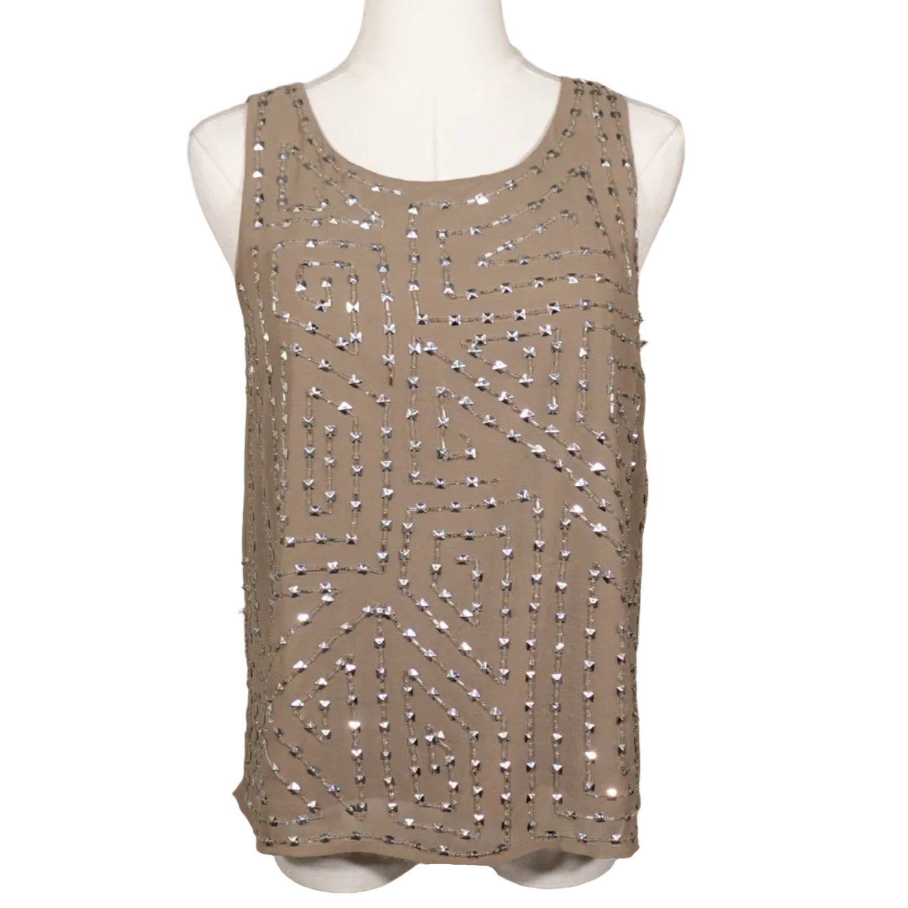 Studded Taupe Tank Top-S