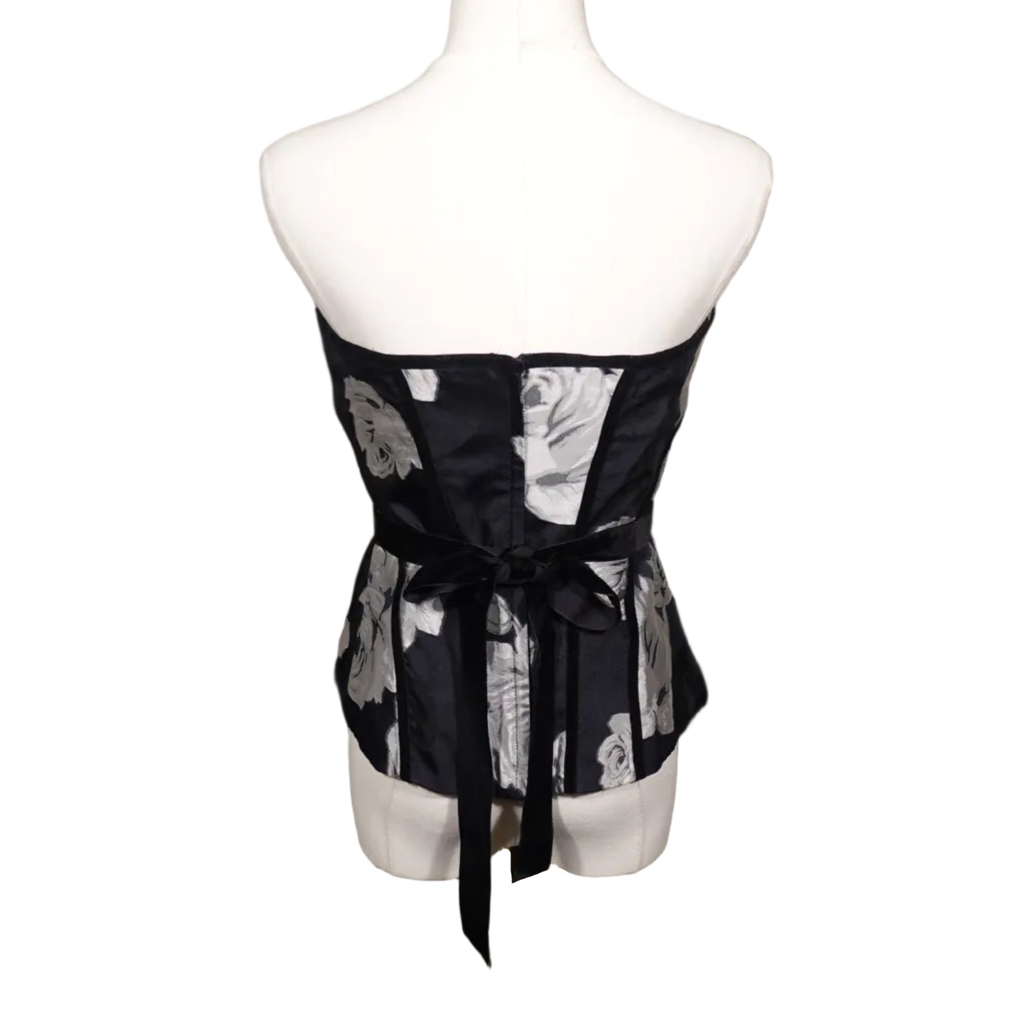 White House Black Market Silver Bloom Corset Top (4)