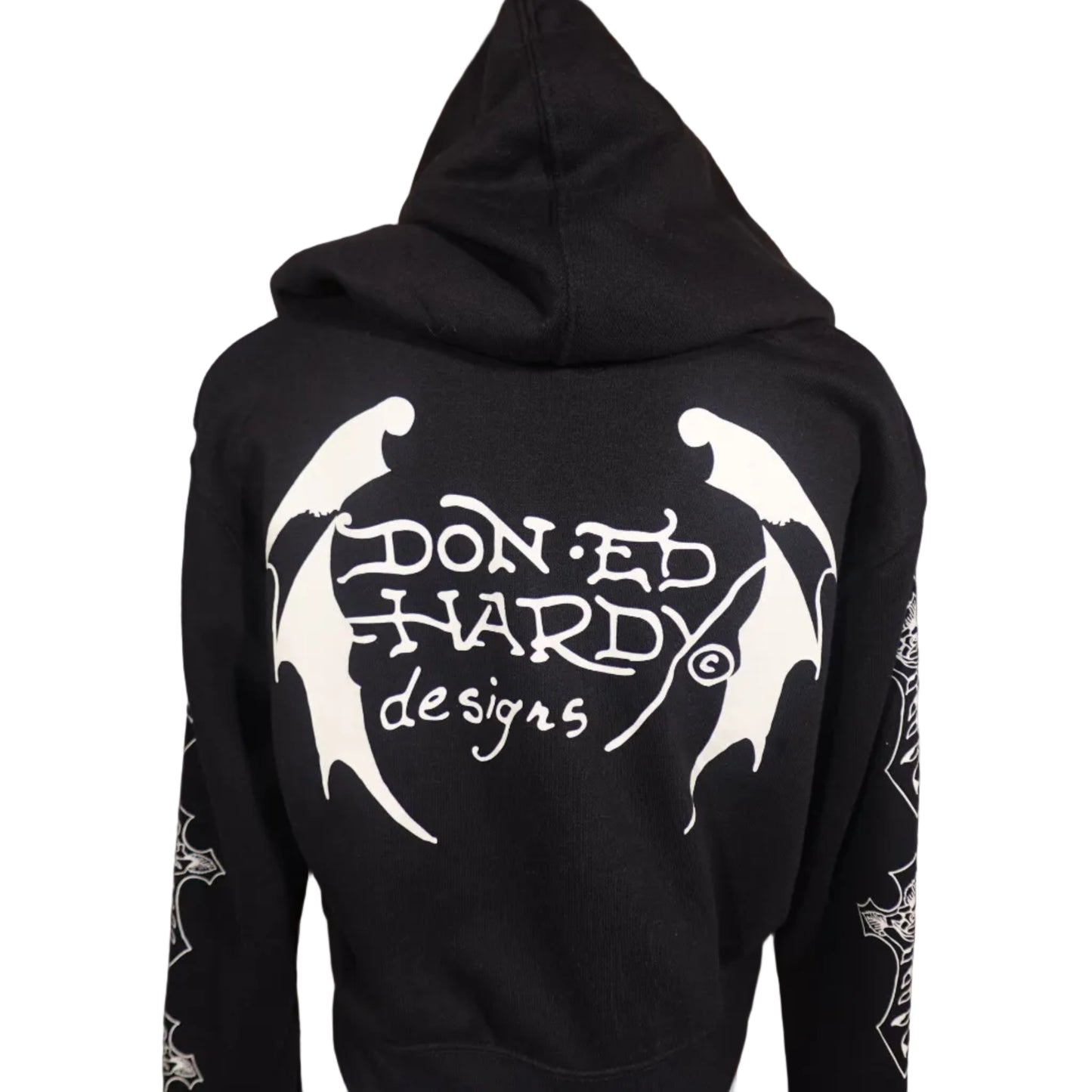 Ed Hardy Crosses Women's Zip Front Black Jacket-XL
