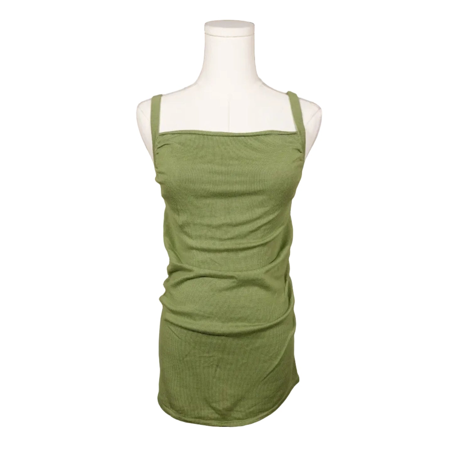 Olive Ruched Mini Dress-S
