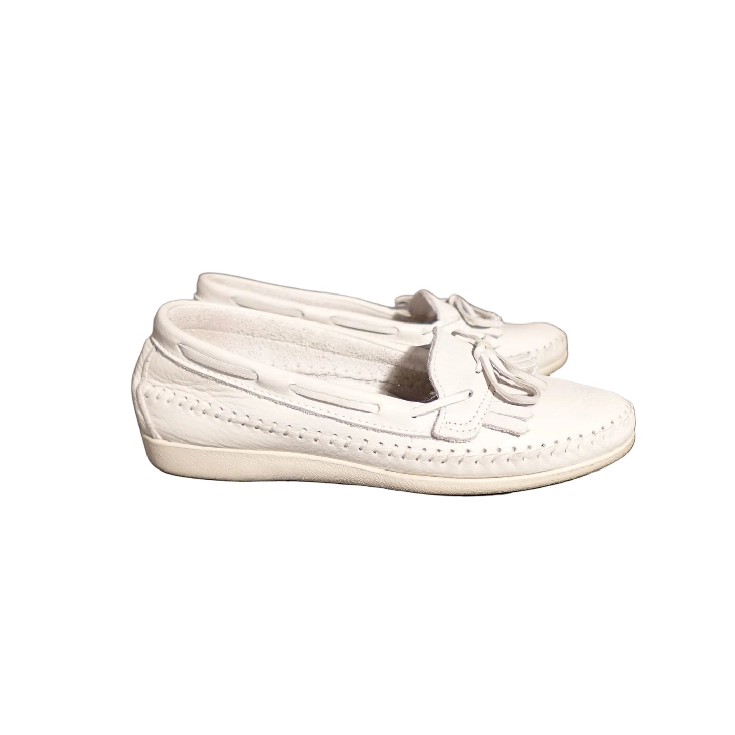 Vintage White Leather Loafers-6.5
