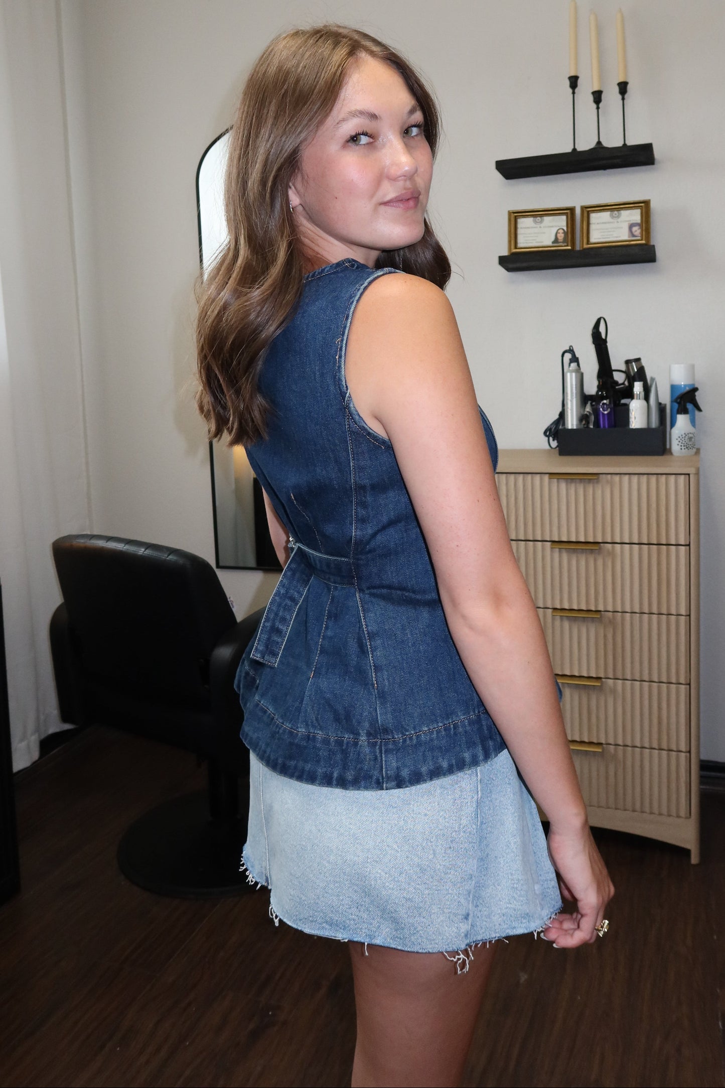 Dark Denim Babydoll Top