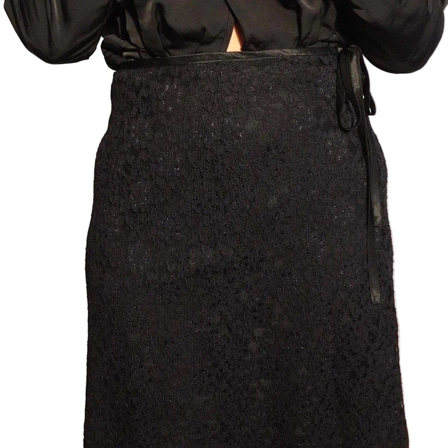 Hillard & Hanson Black Lace A-Line Skirt-8