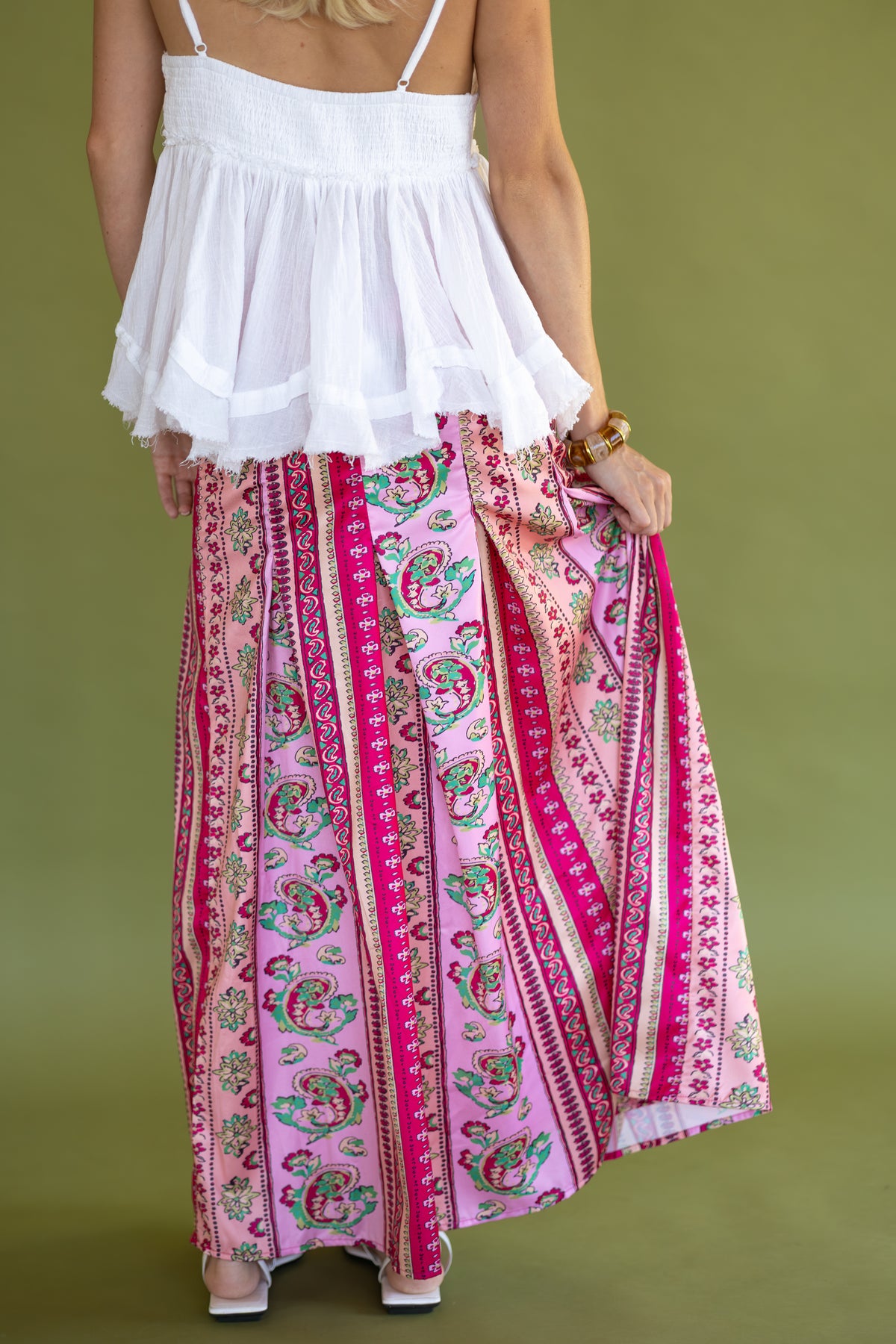 Pink Palms Maxi Skirt