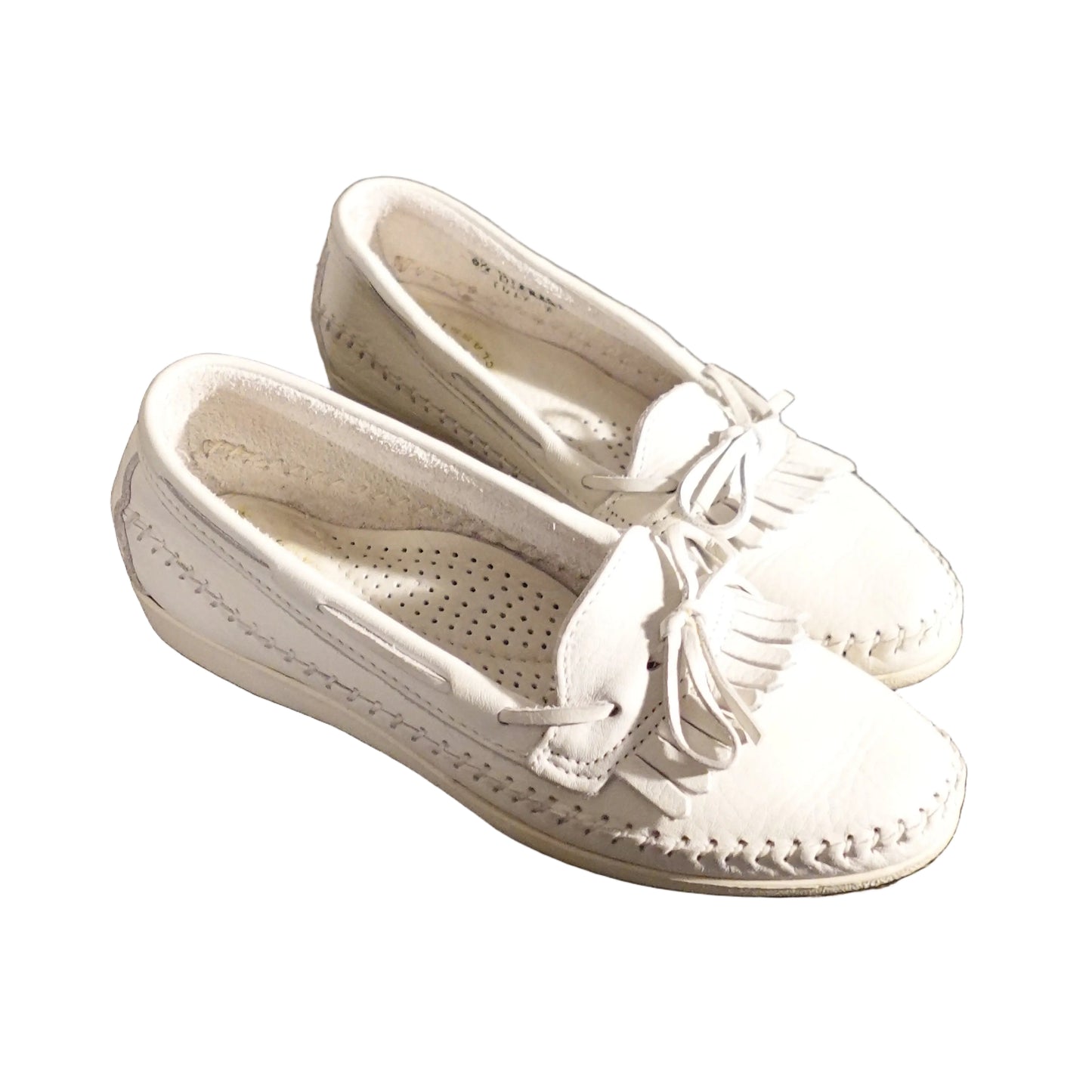 Vintage White Leather Loafers-6.5