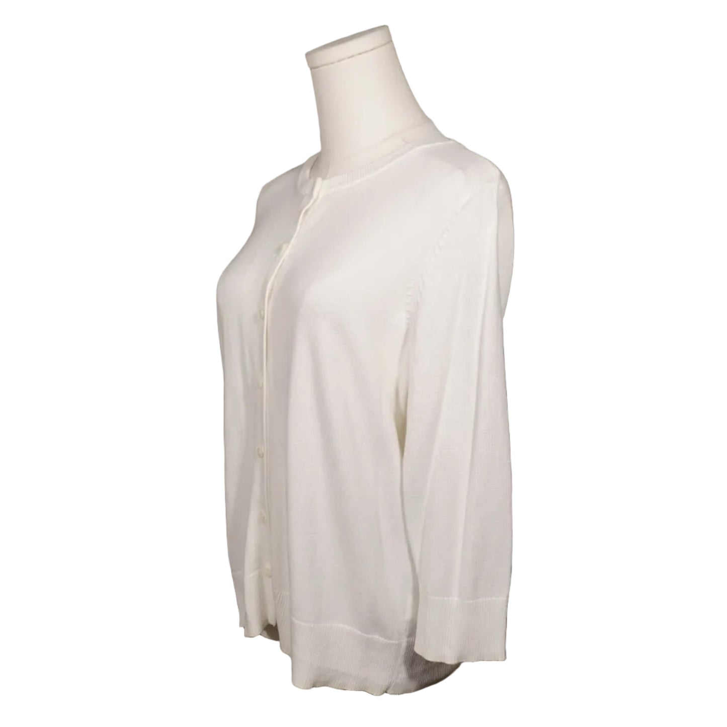 Ivory Essential Button Cardigan-M