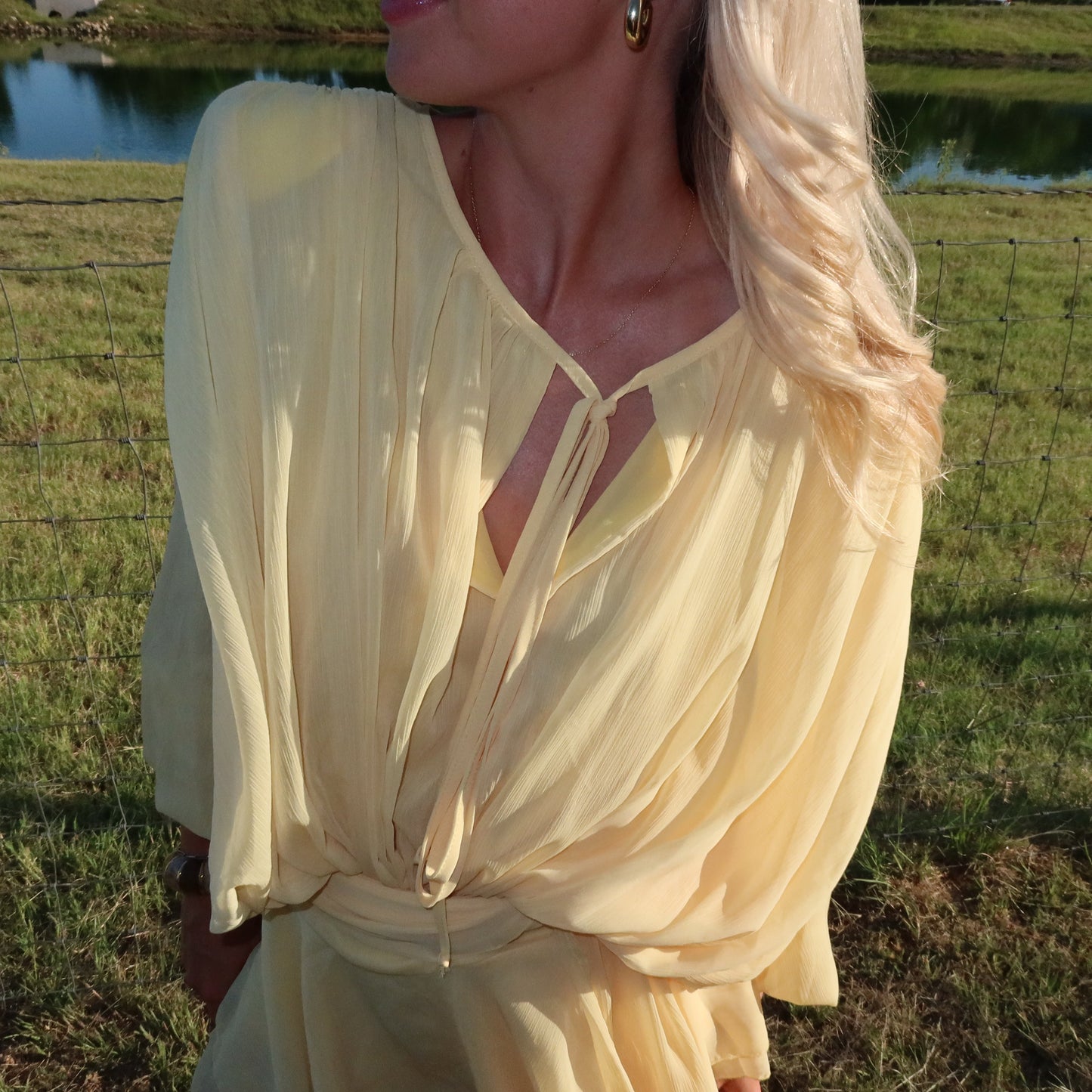 Crinkle Chiffon Shoulder Pad Ruffle Mini Dress