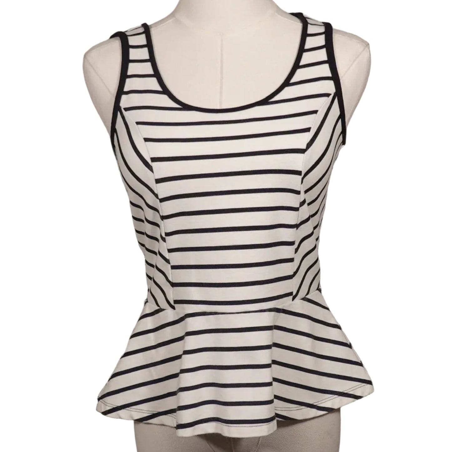 Classic Stripe Peplum Tank-XSP