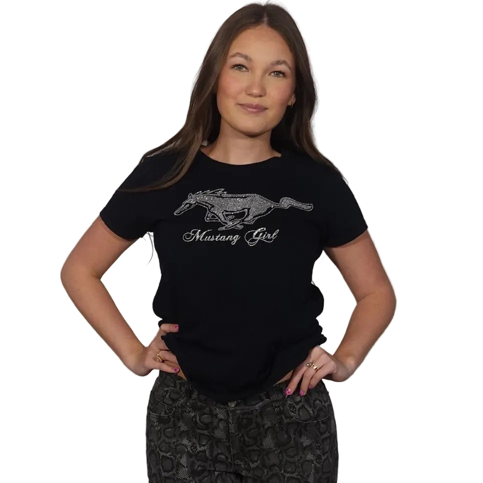 "Mustang Girl" Rhinestone Tee (M)