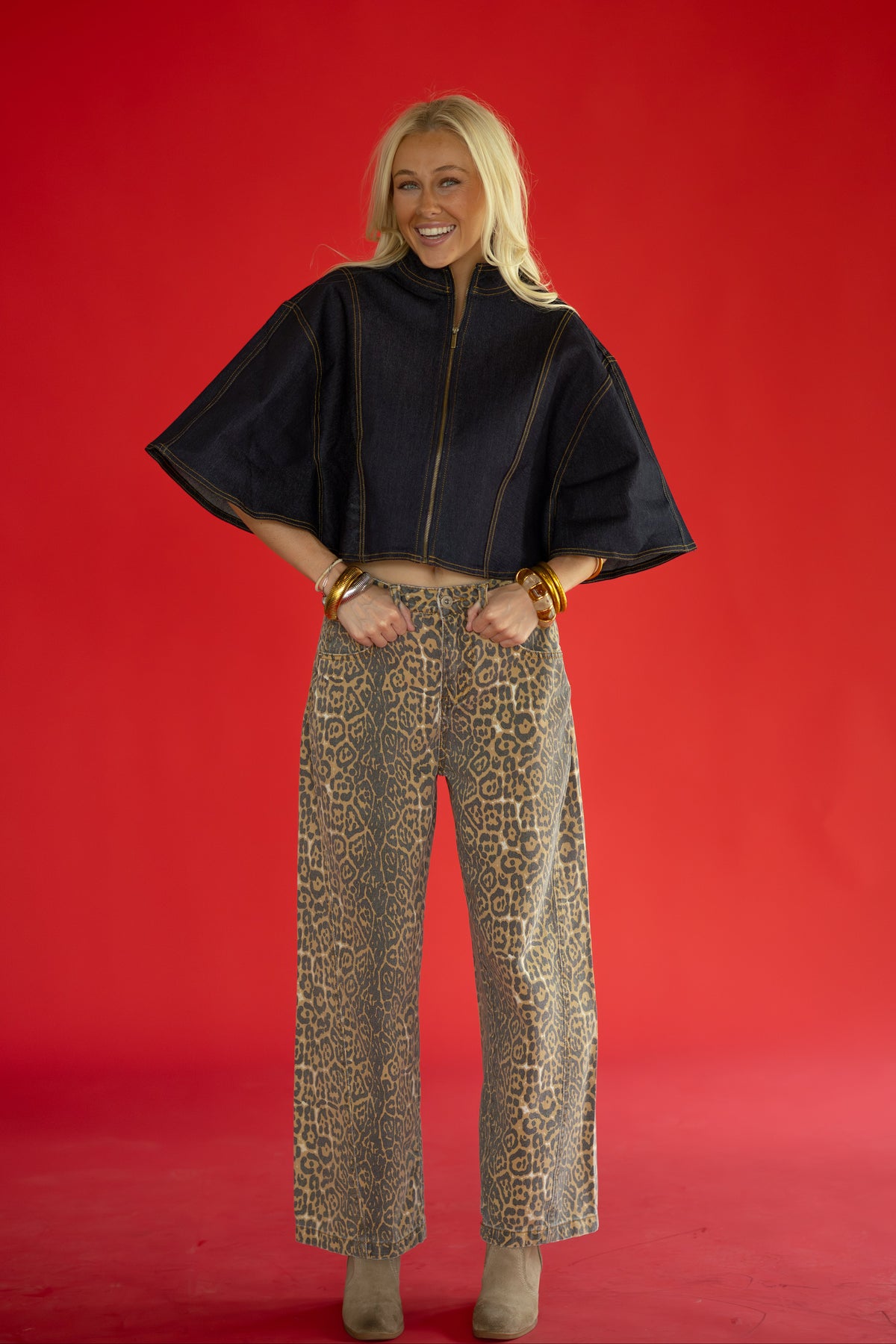 After Hours Denim Cape Top