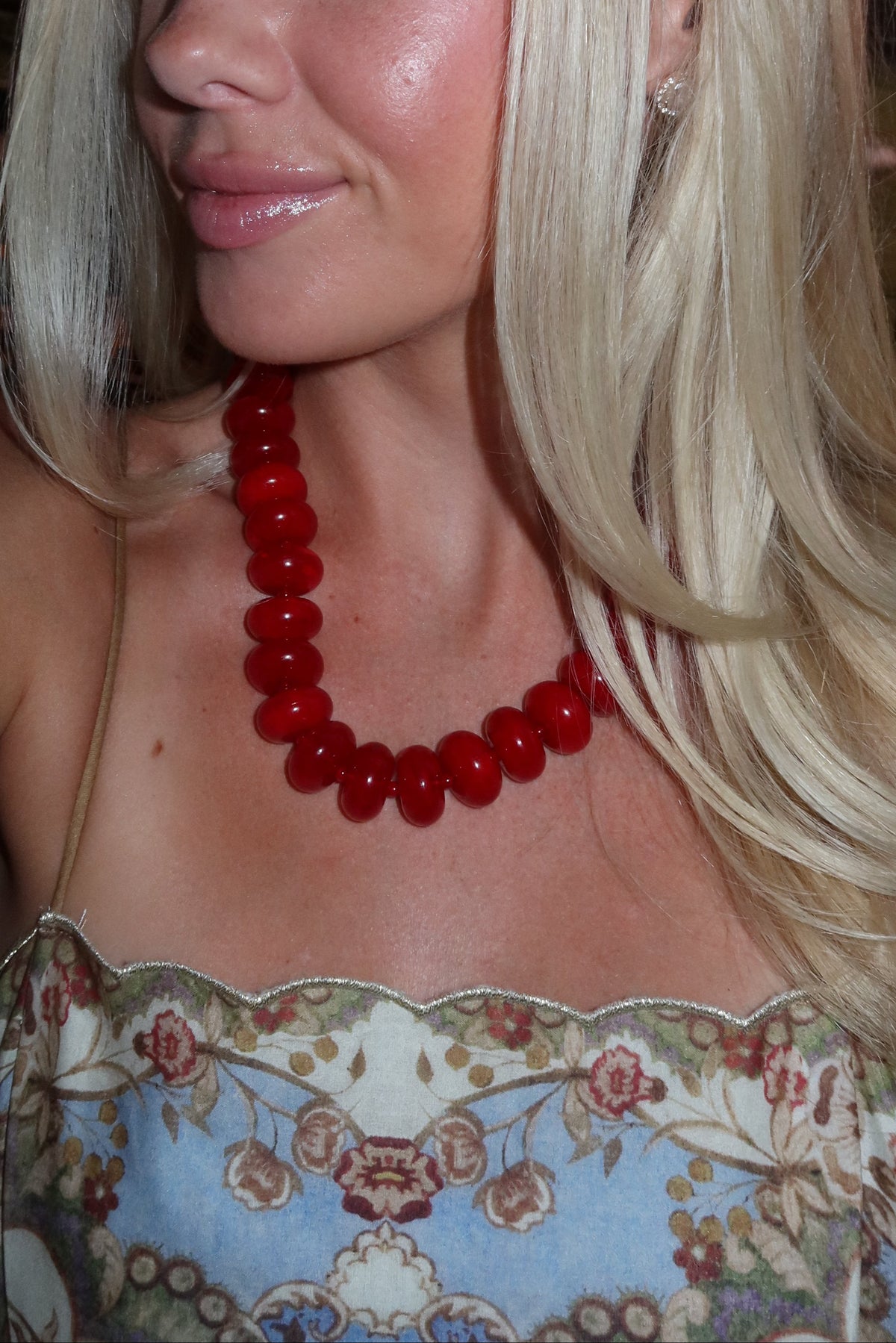 Bailey Chunky Beaded Necklace- Red
