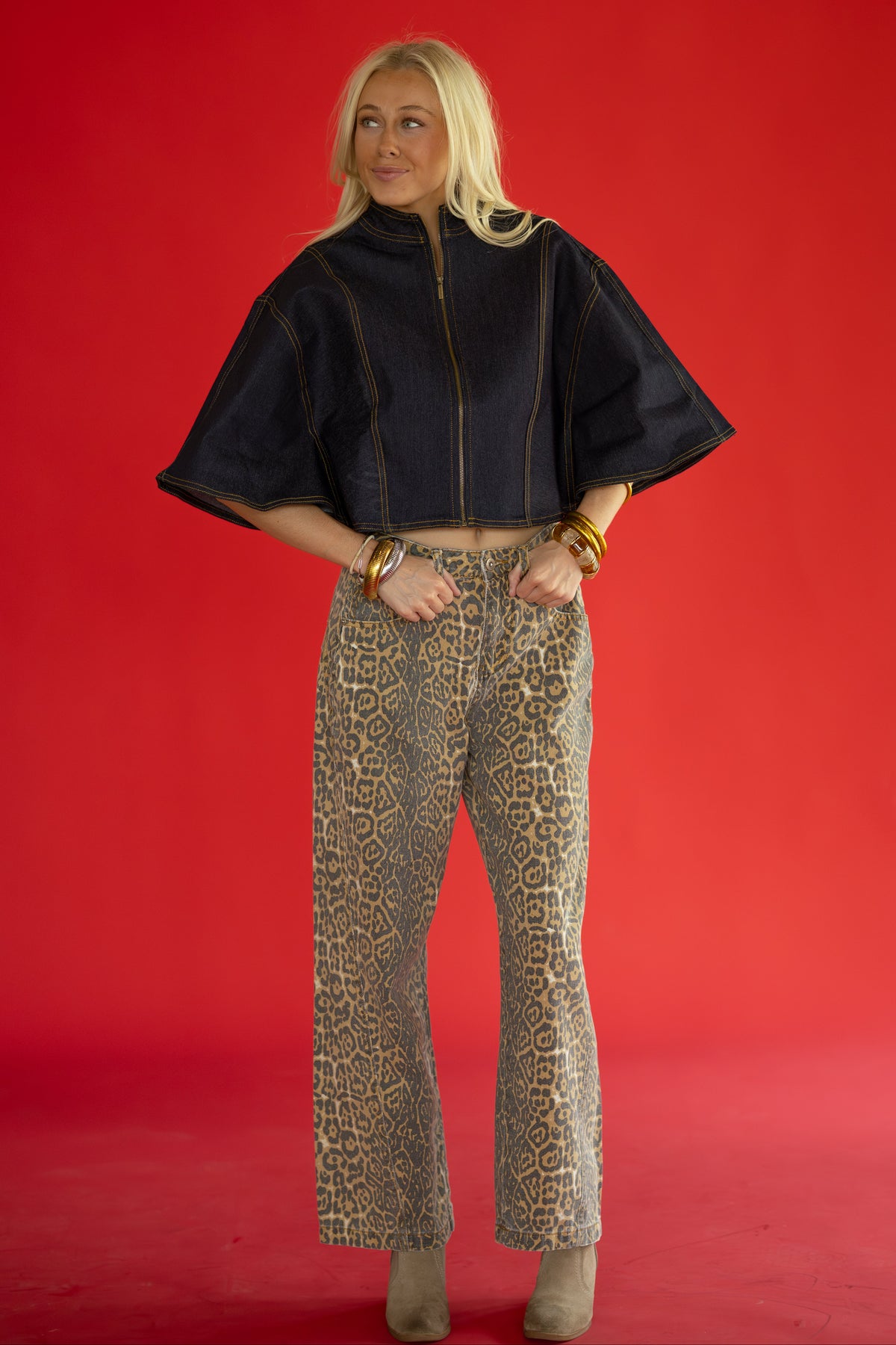 After Hours Denim Cape Top