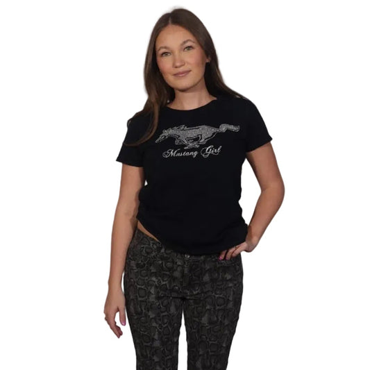 "Mustang Girl" Rhinestone Tee (M)