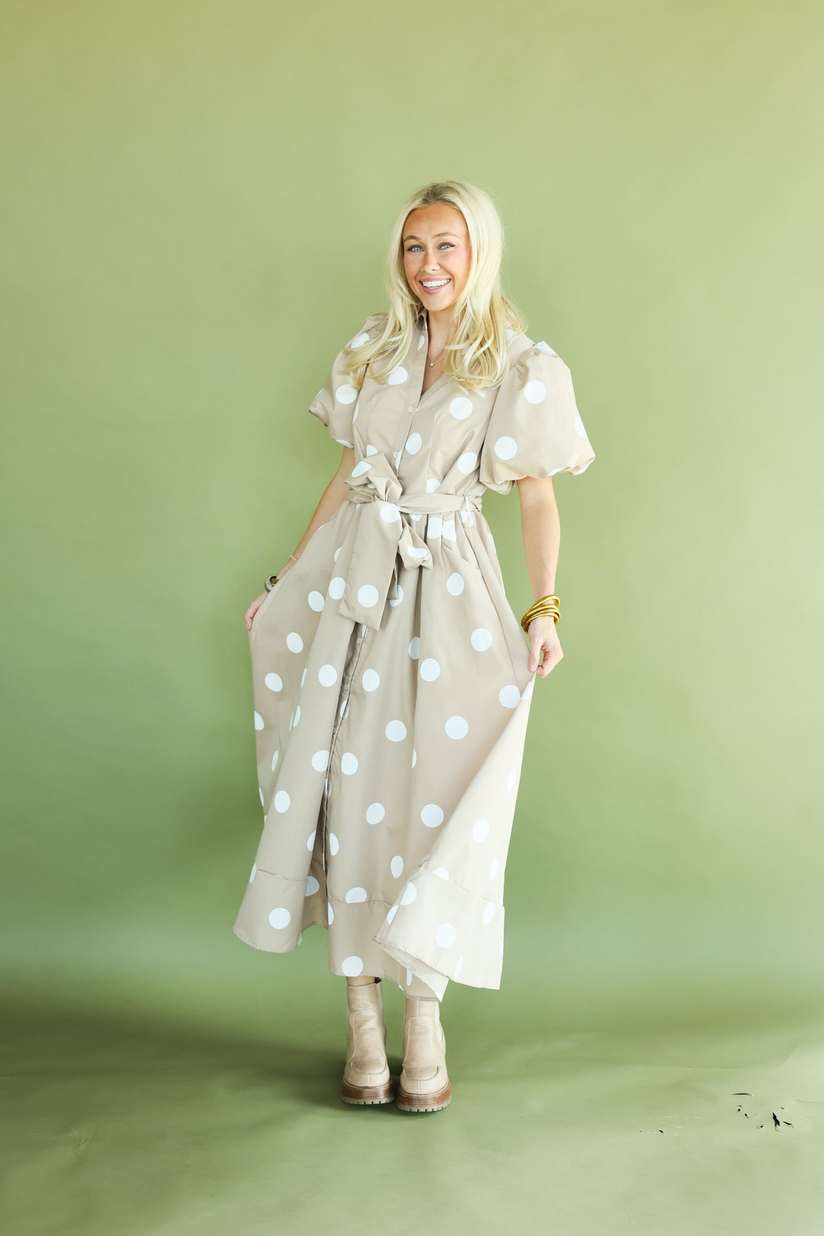 Champagne Dot Maxi Dress