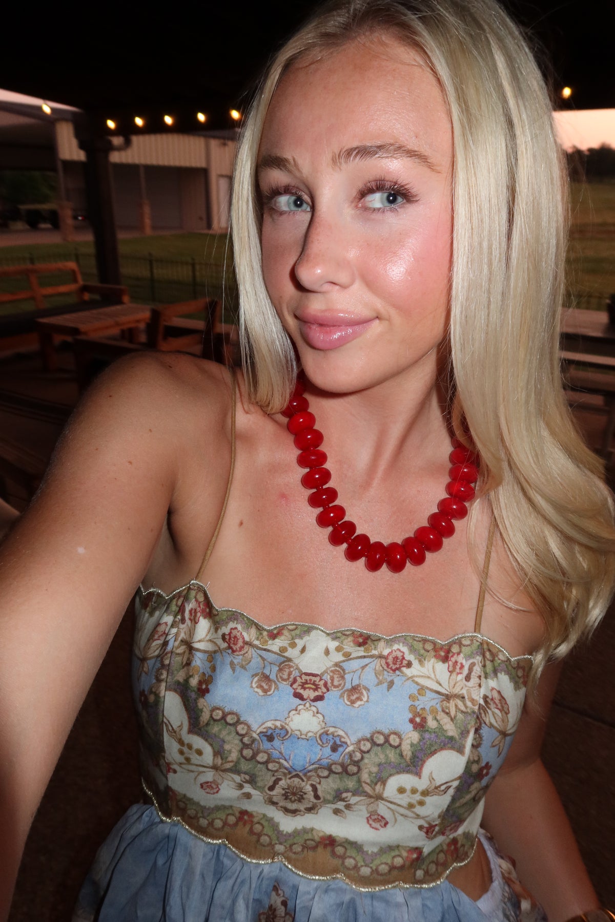 Bailey Chunky Beaded Necklace- Red