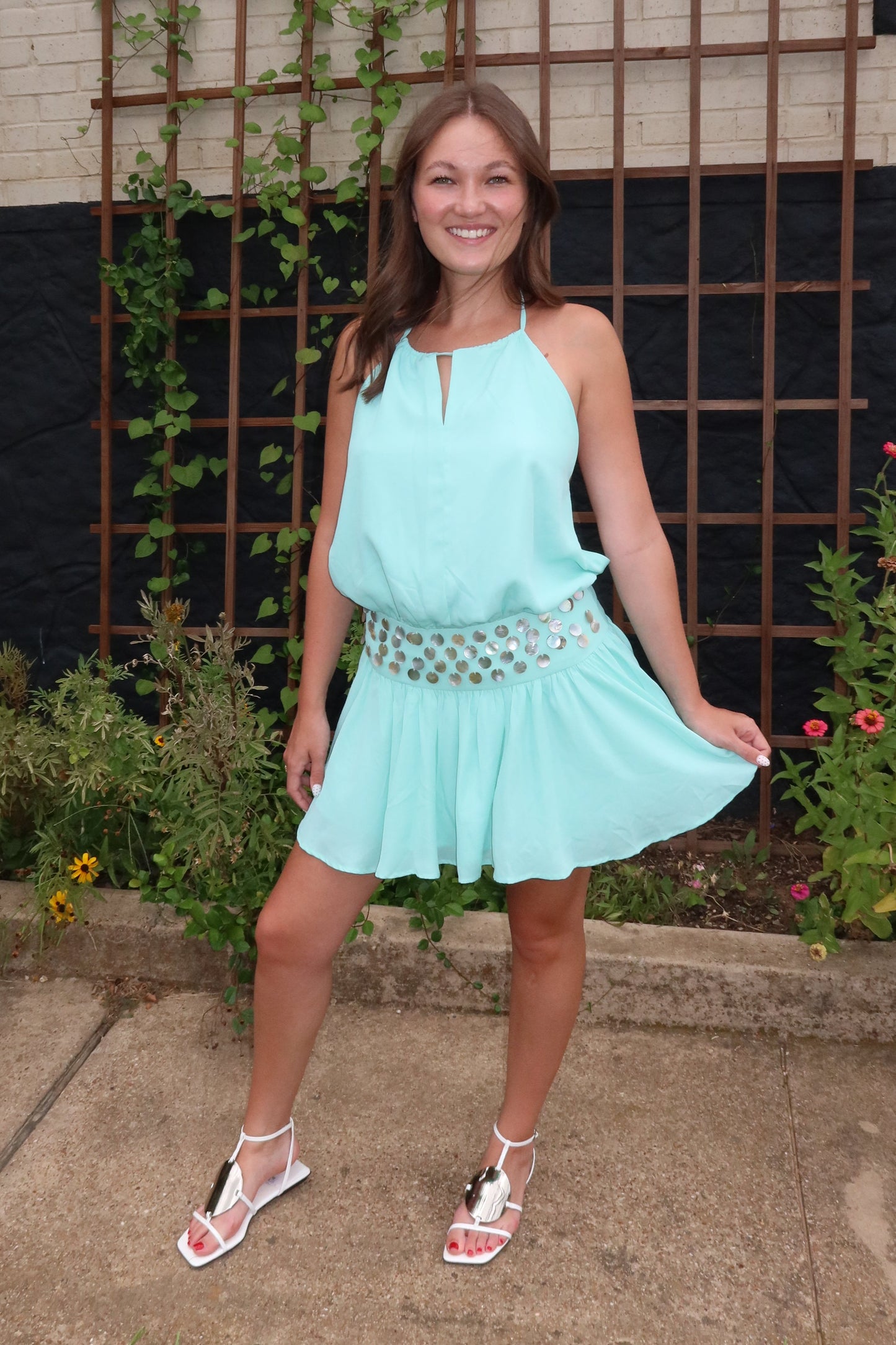 Aqua Shells Mini Dress