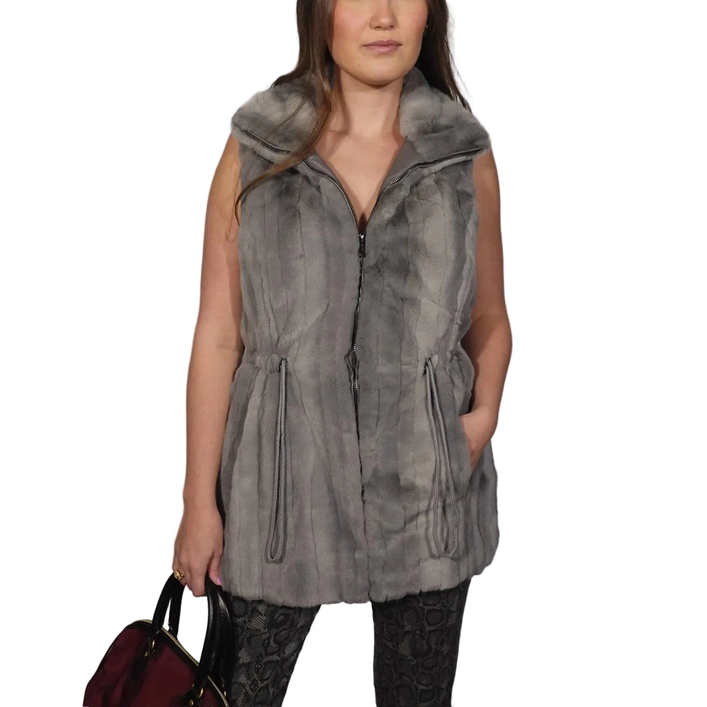 White House Black Market Faux Fur Zip Vest-S
