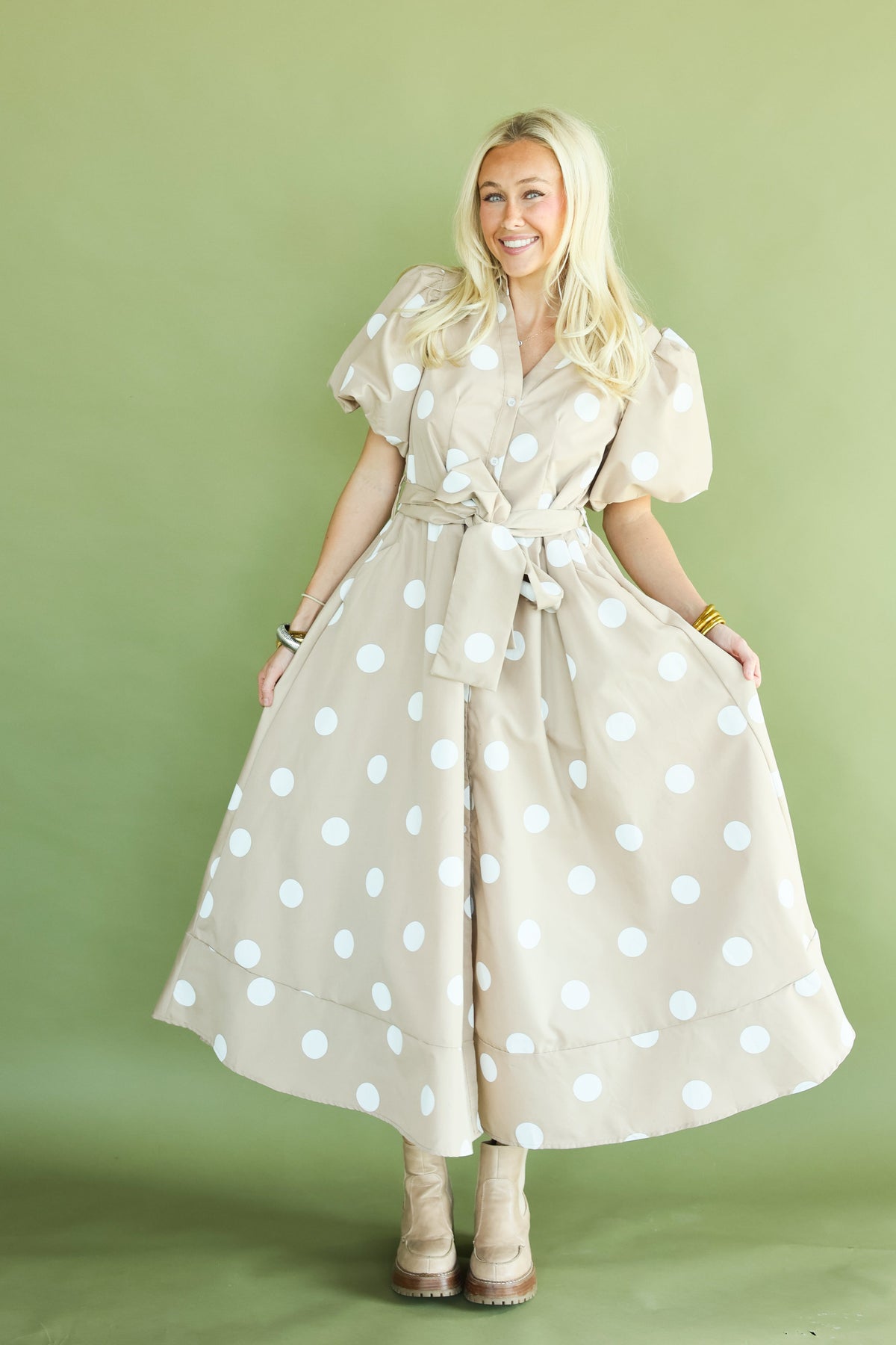 Champagne Dot Maxi Dress