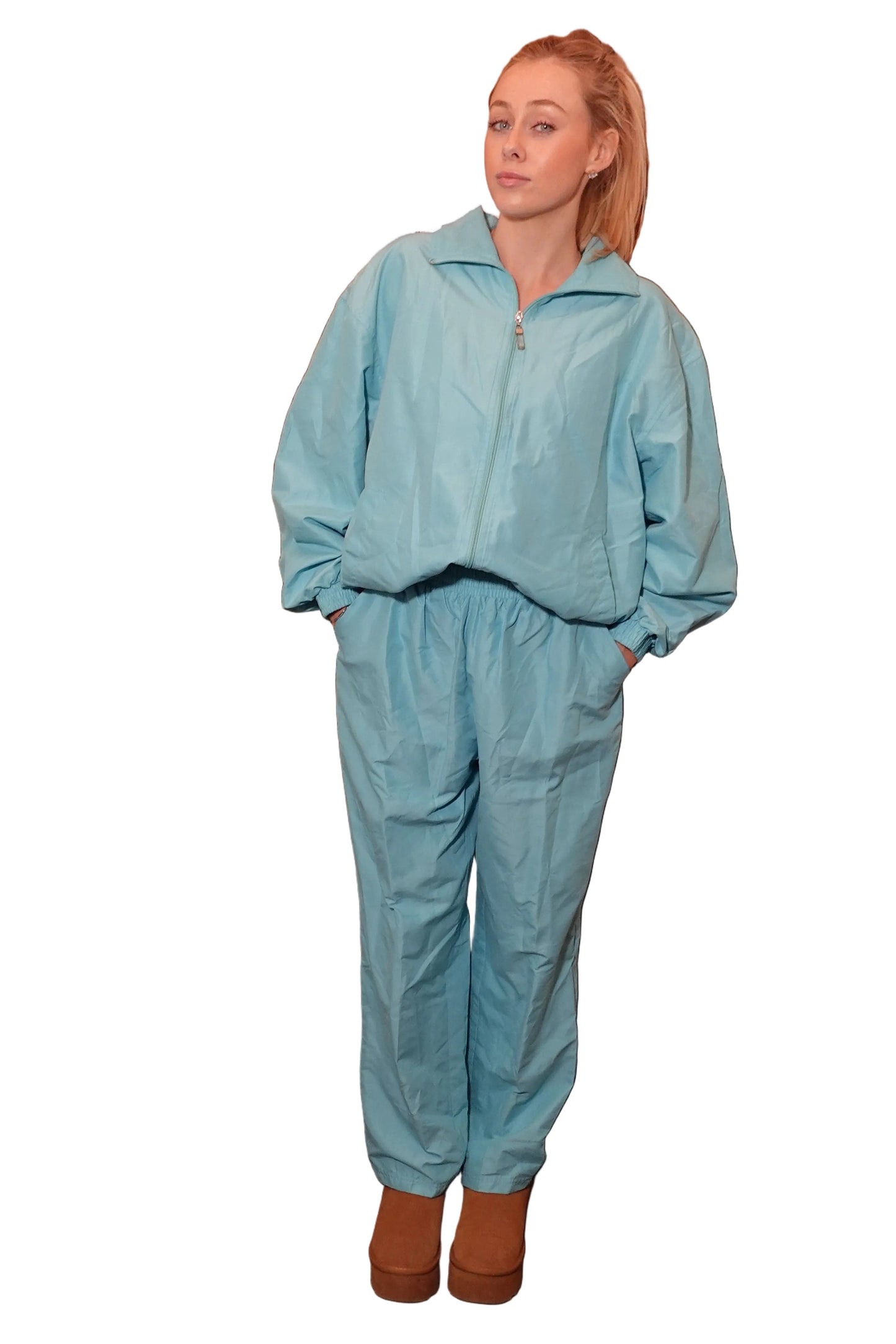 Vintage Aqua Windbreaker Sweat Set (M)
