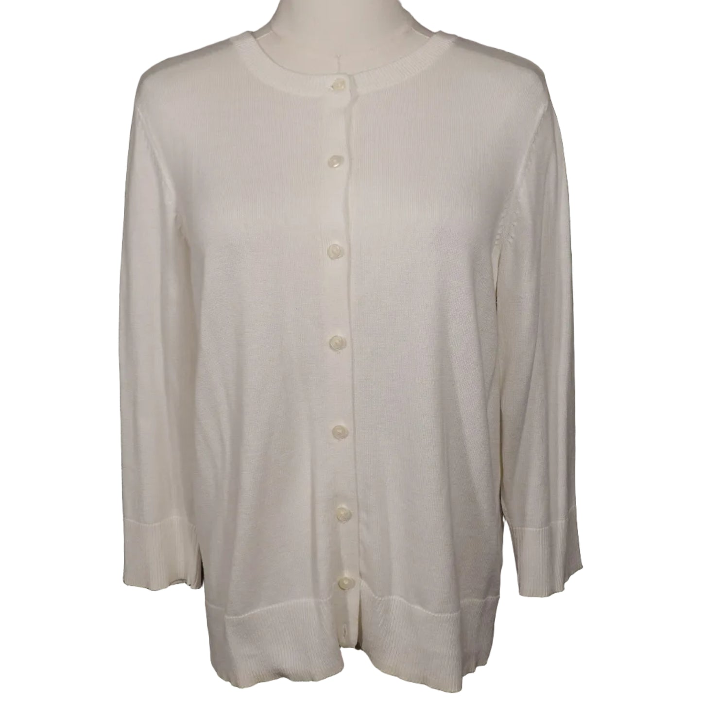 Ivory Essential Button Cardigan-M